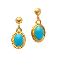 Gurhan 24 Karat Yellow Gold Turquoise Drop Earrings