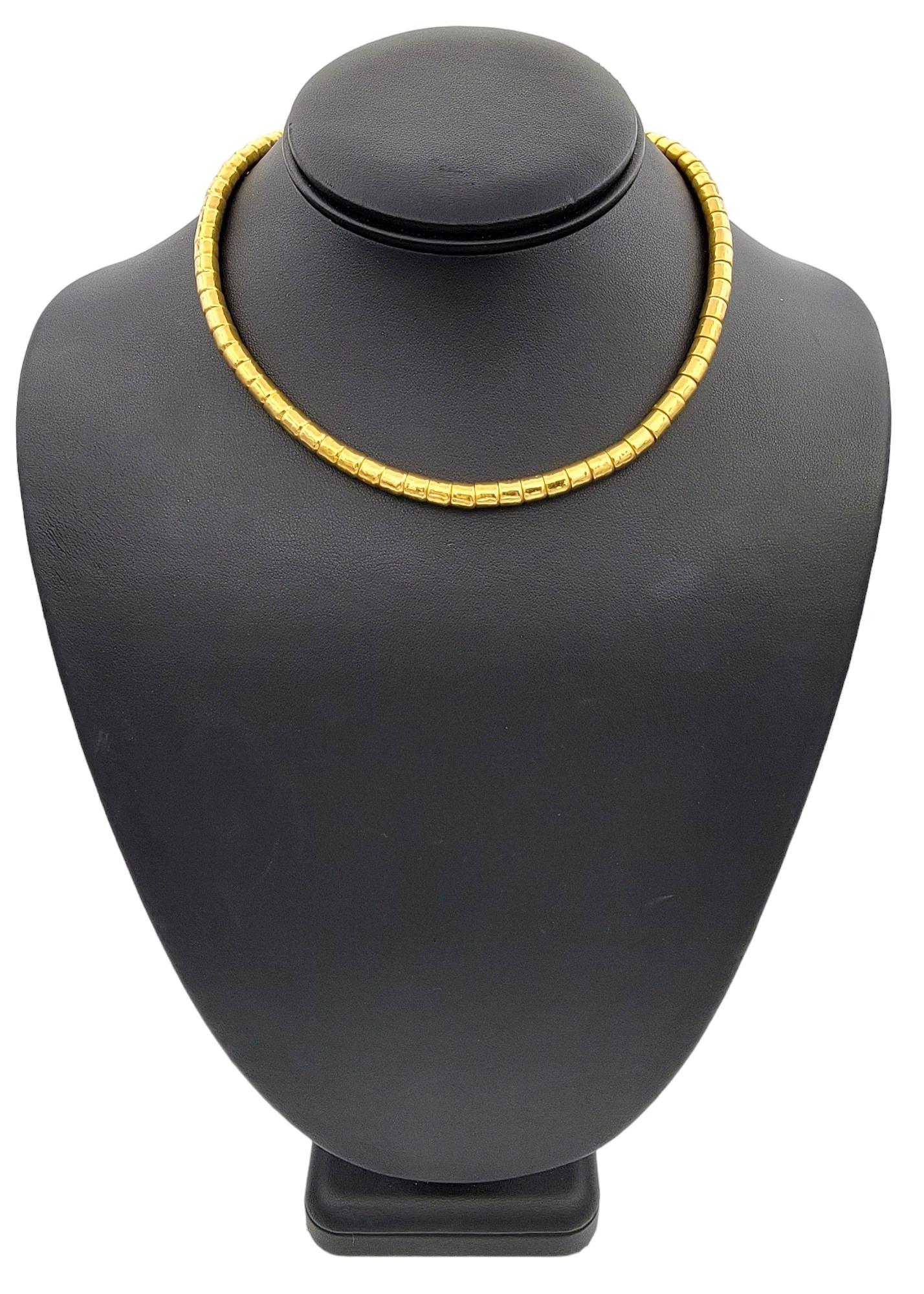 GURHAN 24 Karat Yellow Gold Vertigo 5.5 mm Hammered Bead Necklace with Diamonds For Sale 1