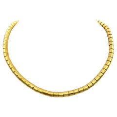 GURHAN 24 Karat Yellow Gold Vertigo 5.5 mm Hammered Bead Necklace with Diamonds