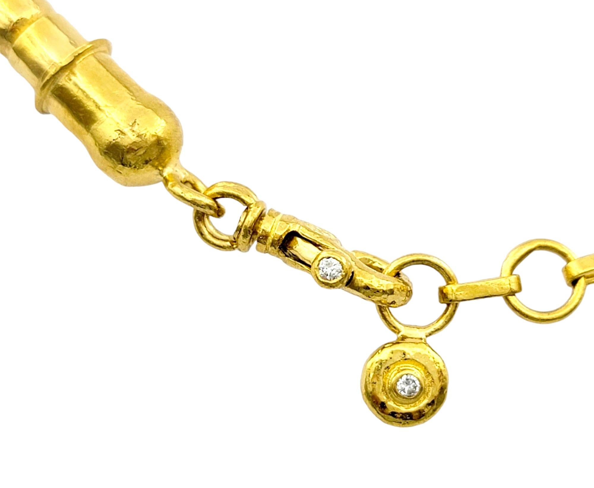 Round Cut GURHAN 24 Karat Yellow Gold Vertigo 5.5 mm Hammered Bead Necklace with Diamonds For Sale