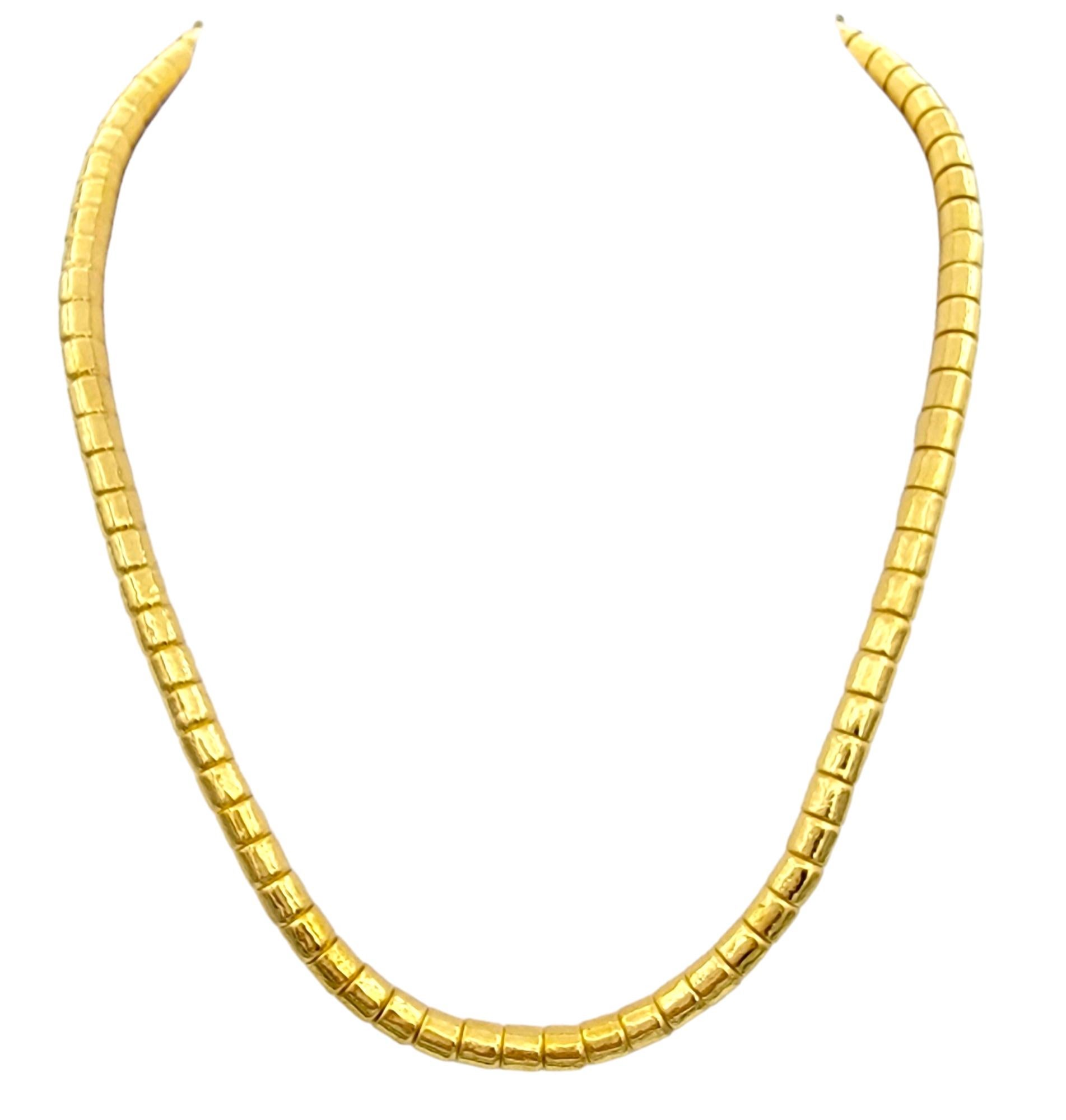 GURHAN 24 Karat Yellow Gold Vertigo 5.5 mm Hammered Bead Necklace with Diamonds For Sale