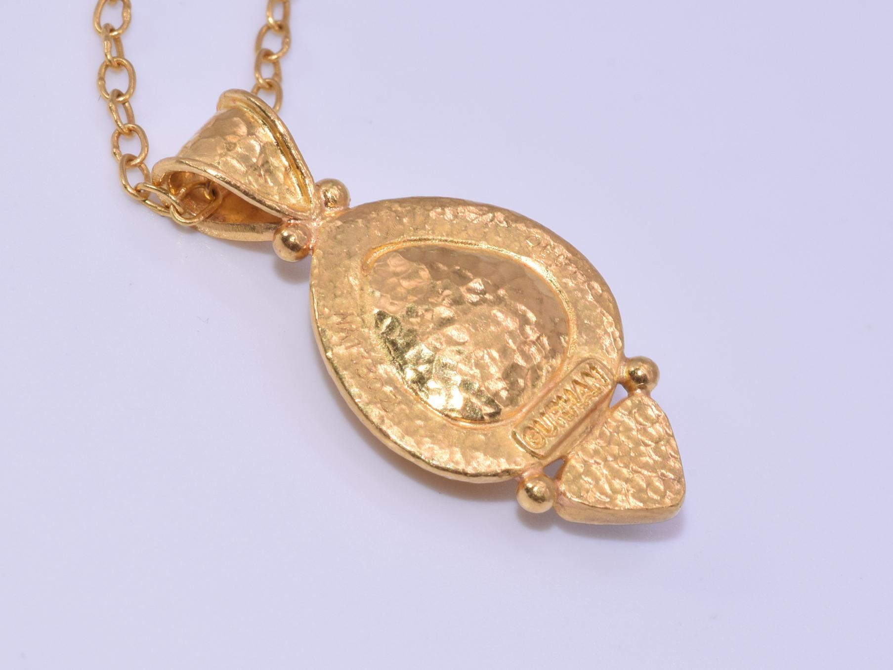 Women's or Men's Gurhan 24 Karat Chain with Black Diamond and Diamond Teardrop Necklace