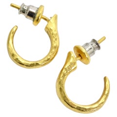 Vintage Gurhan 24k Gold Thor Hoop Earrings