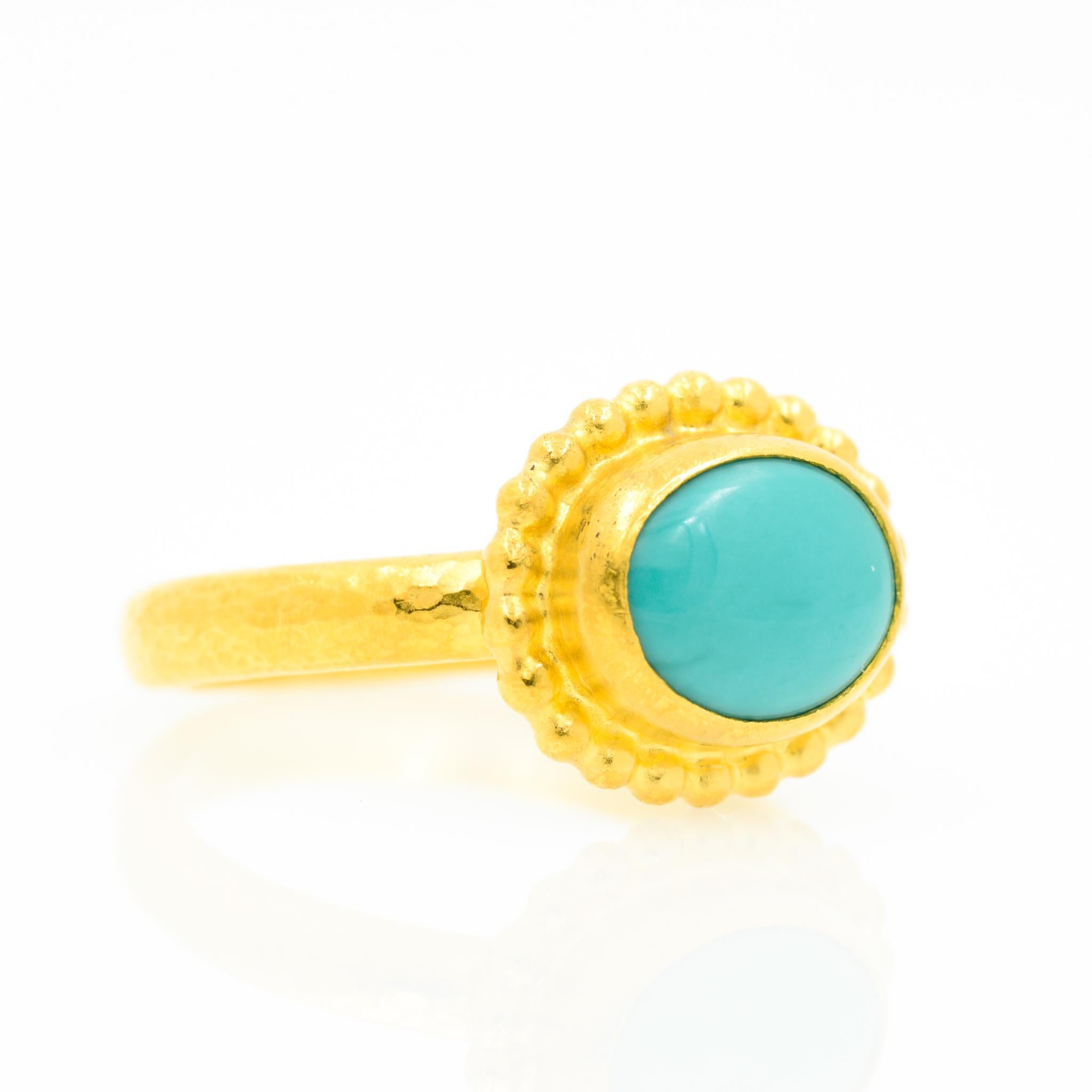 Cabochon Gurhan 24 Karat Gold Turquoise Ring