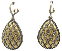 Gurhan Boucles d'oreilles pendantes en or jaune massif 24 carats et argent