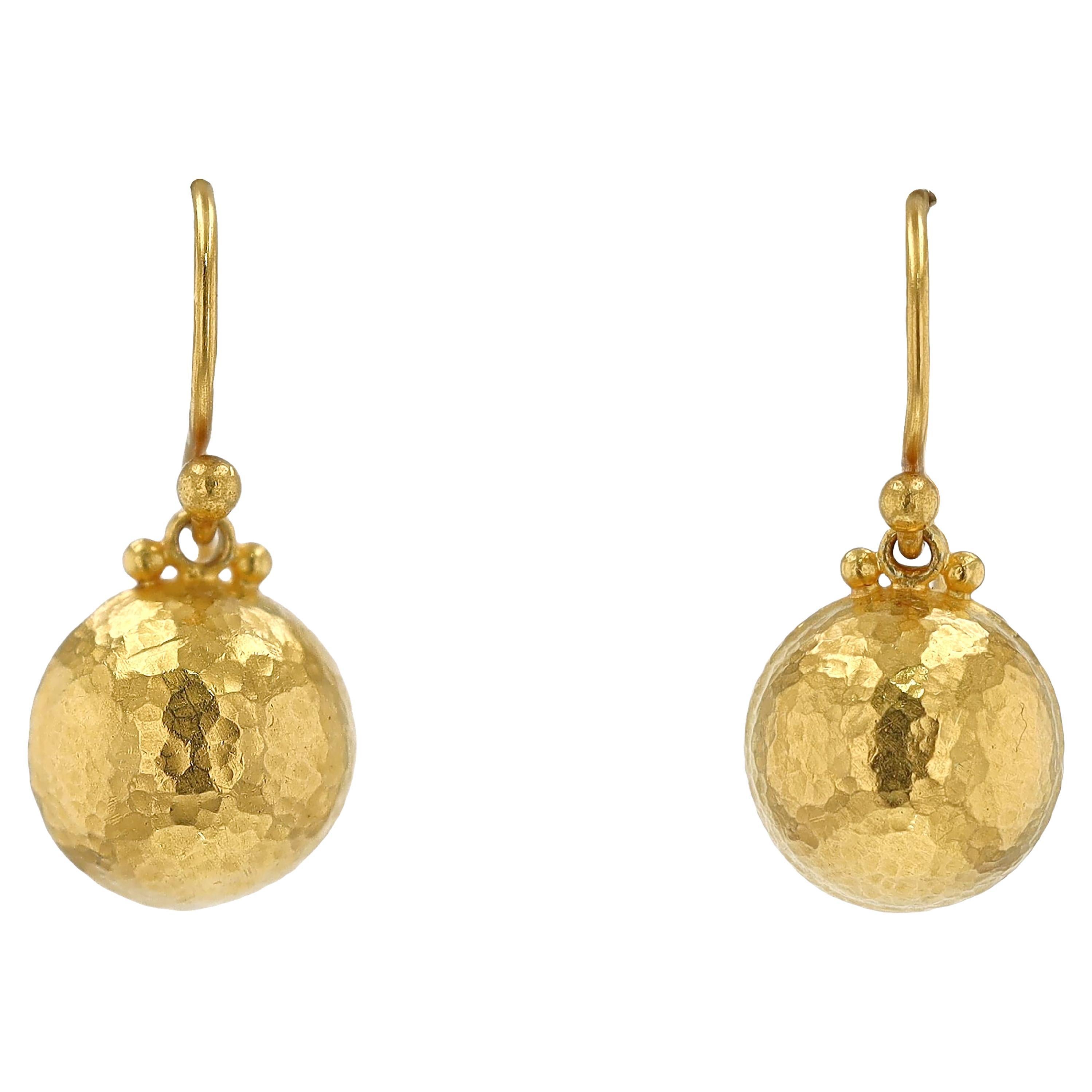 Gurhan 24kt Gold Hammered Spell Drop Earrings