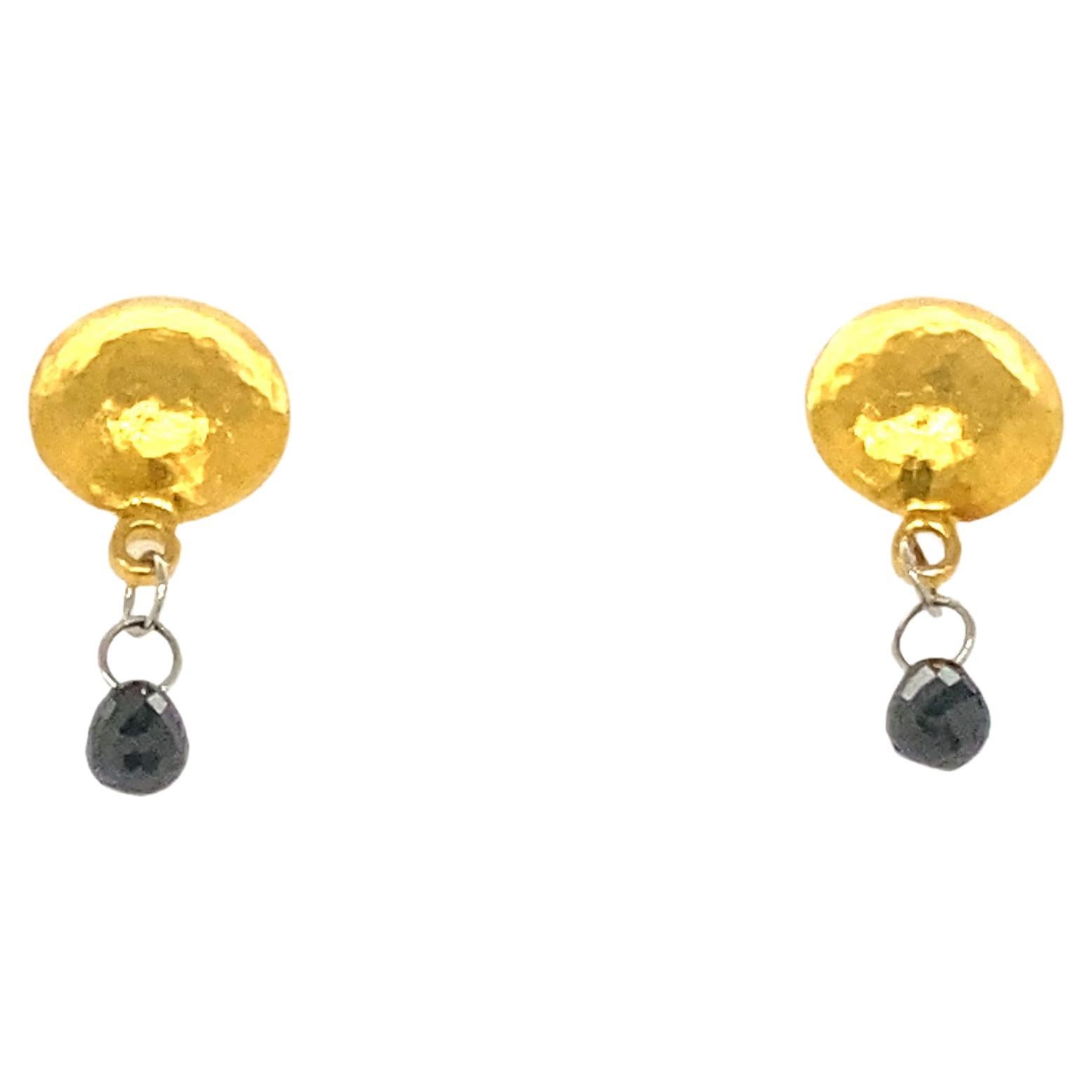 Gurhan 24kt Gold Spell Button Drop Earrings For Sale