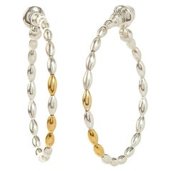 Gurhan 24kt Yellow Gold and Silver Olive Hoop Earrings