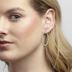 Gurhan 24kt Yellow Gold and Silver Olive Hoop Earrings