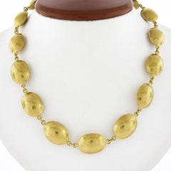 Collar de cadena de eslabones ovalados abombados y martillados Gurhan .990 de oro amarillo de 17,5 pulgadas