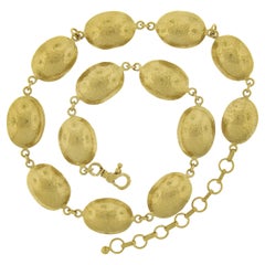 Gurhan .990 Gelbgold 17,5" Puffed Domed gehämmerte ovale Gliederkette Halskette