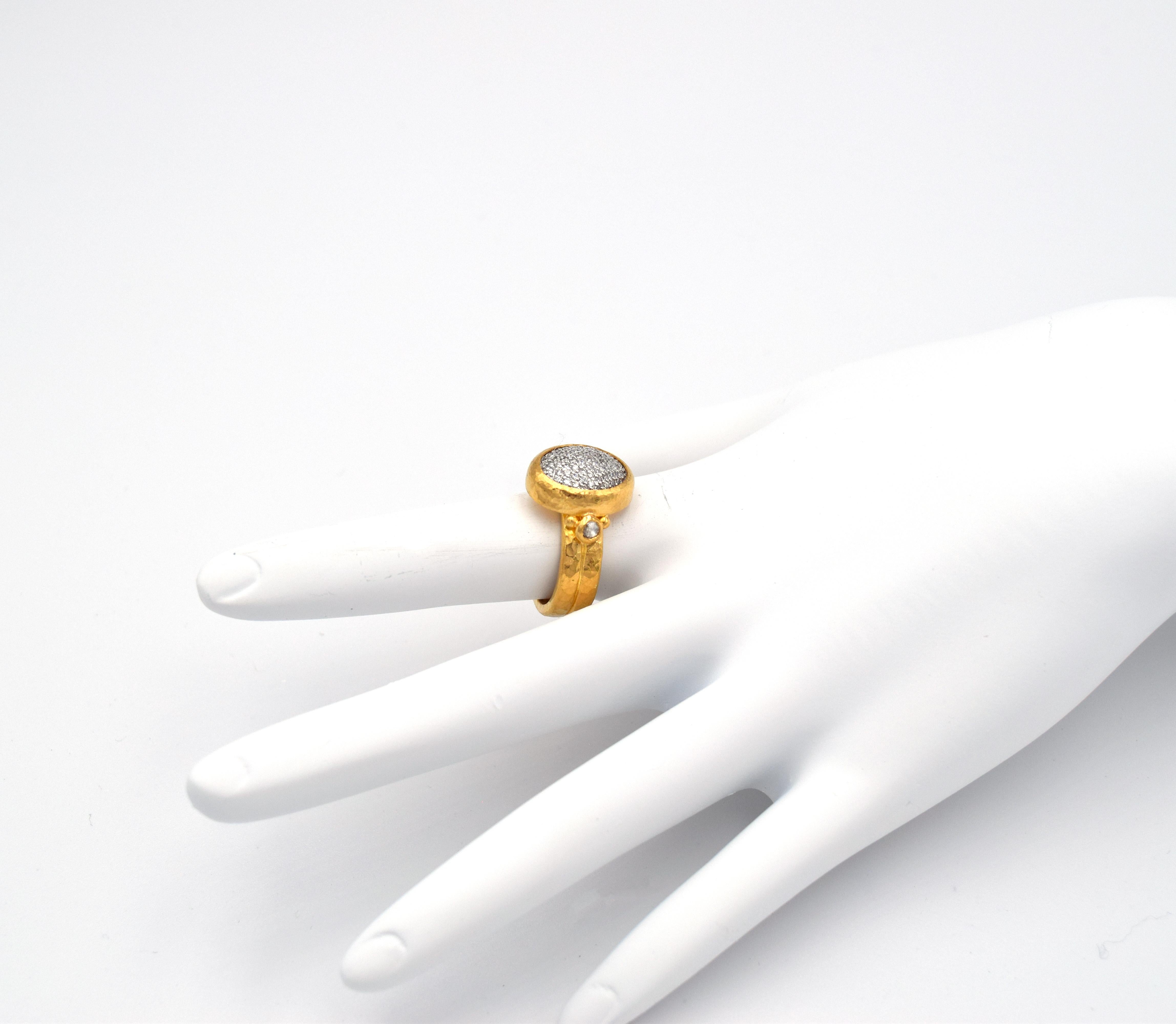 Art Deco Gurhan Amulet Diamond Pavé Ring in 24 Karat Yellow Gold