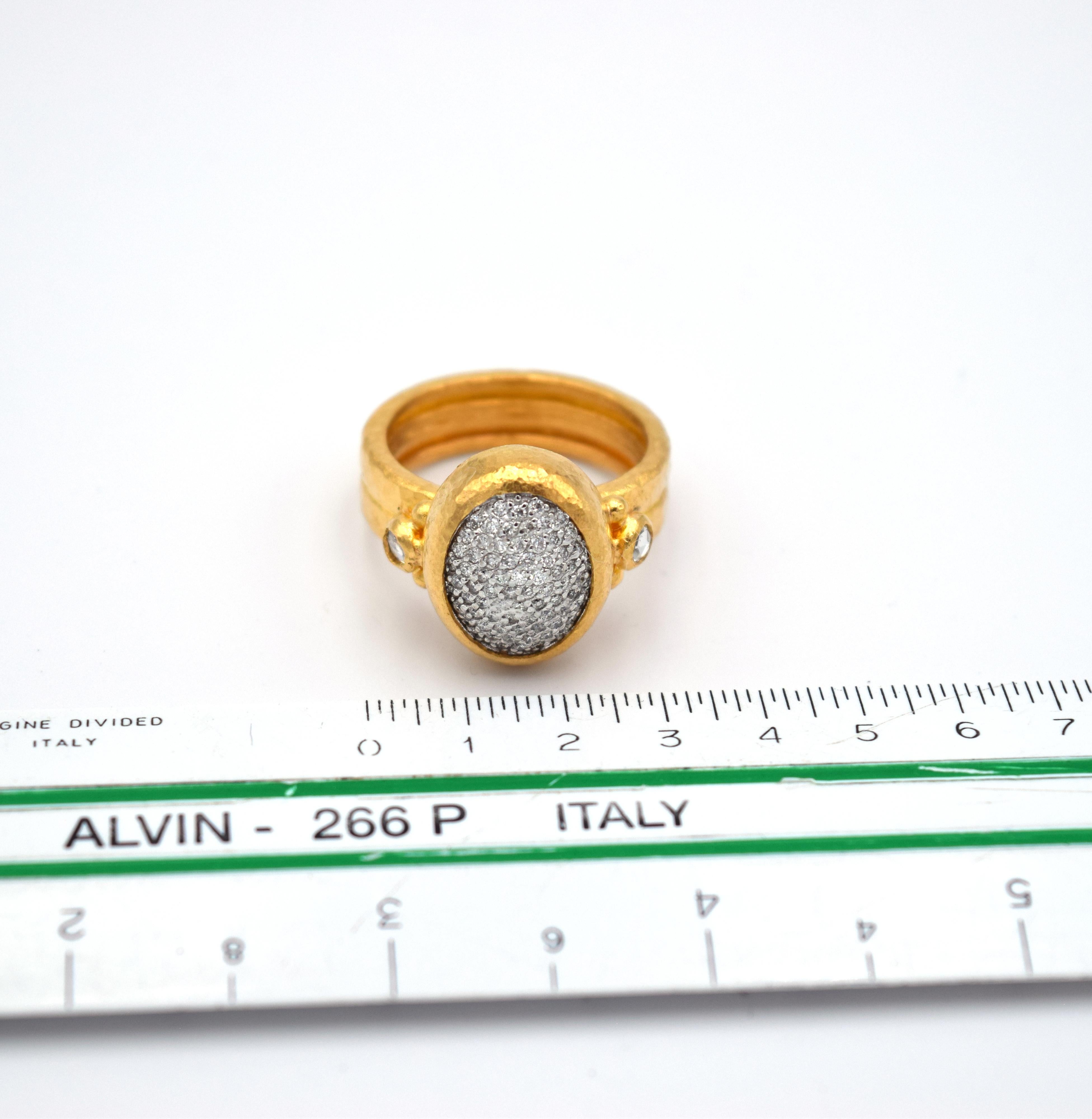 Brilliant Cut Gurhan Amulet Diamond Pavé Ring in 24 Karat Yellow Gold