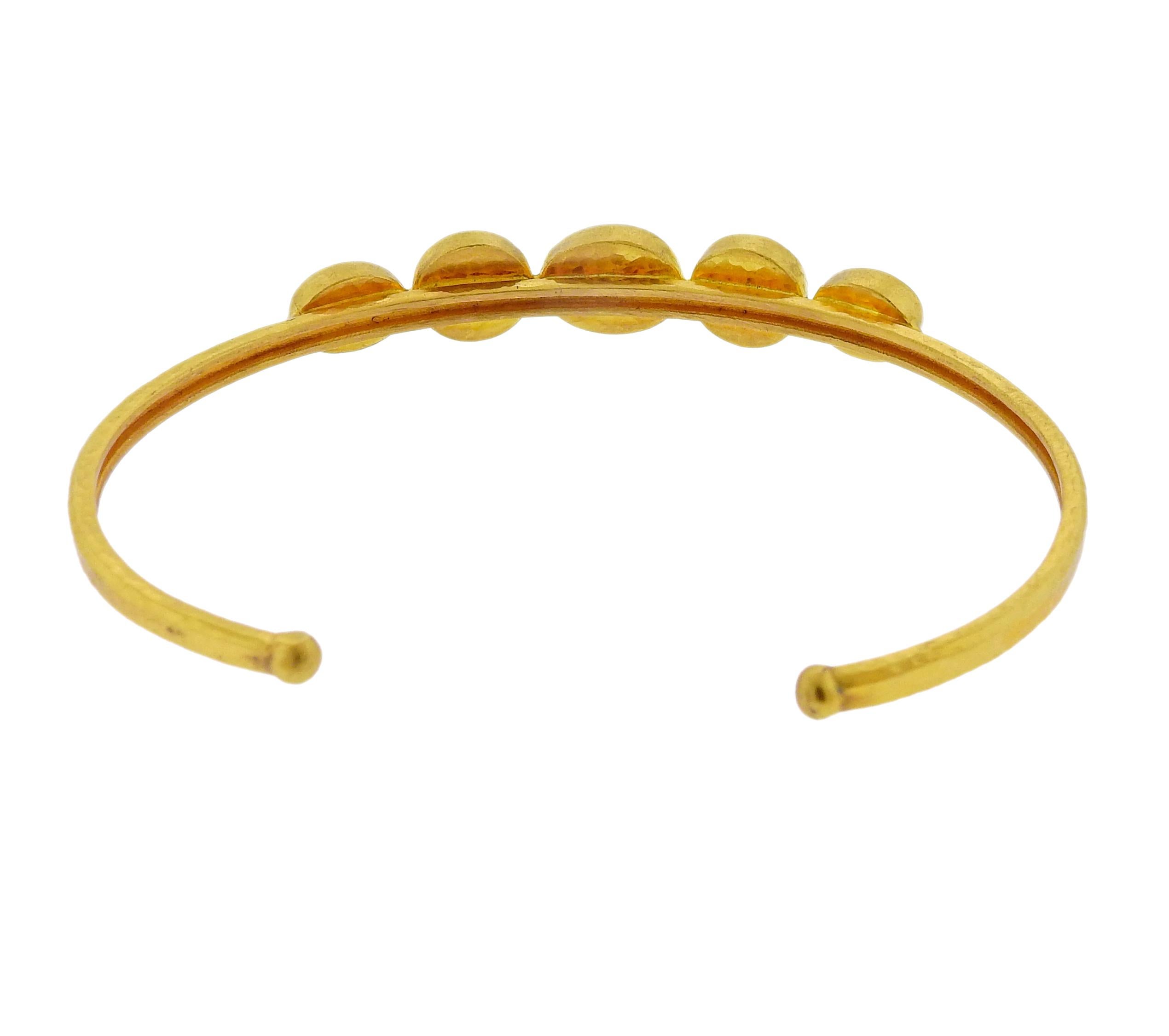 Round Cut Gurhan Amulet Hue Gold Opal Cuff Bracelet