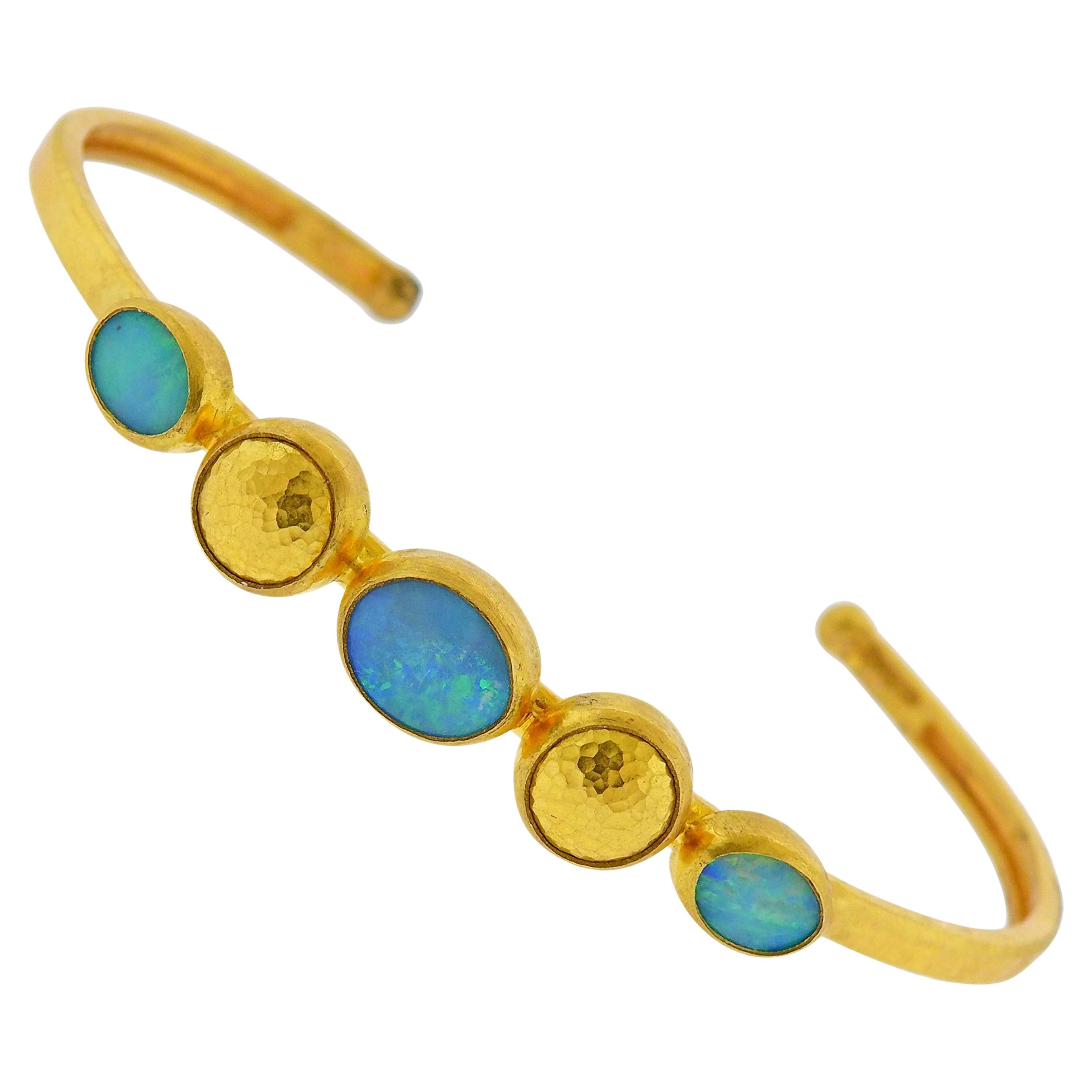 Gurhan Amulet Hue Gold Opal Cuff Bracelet