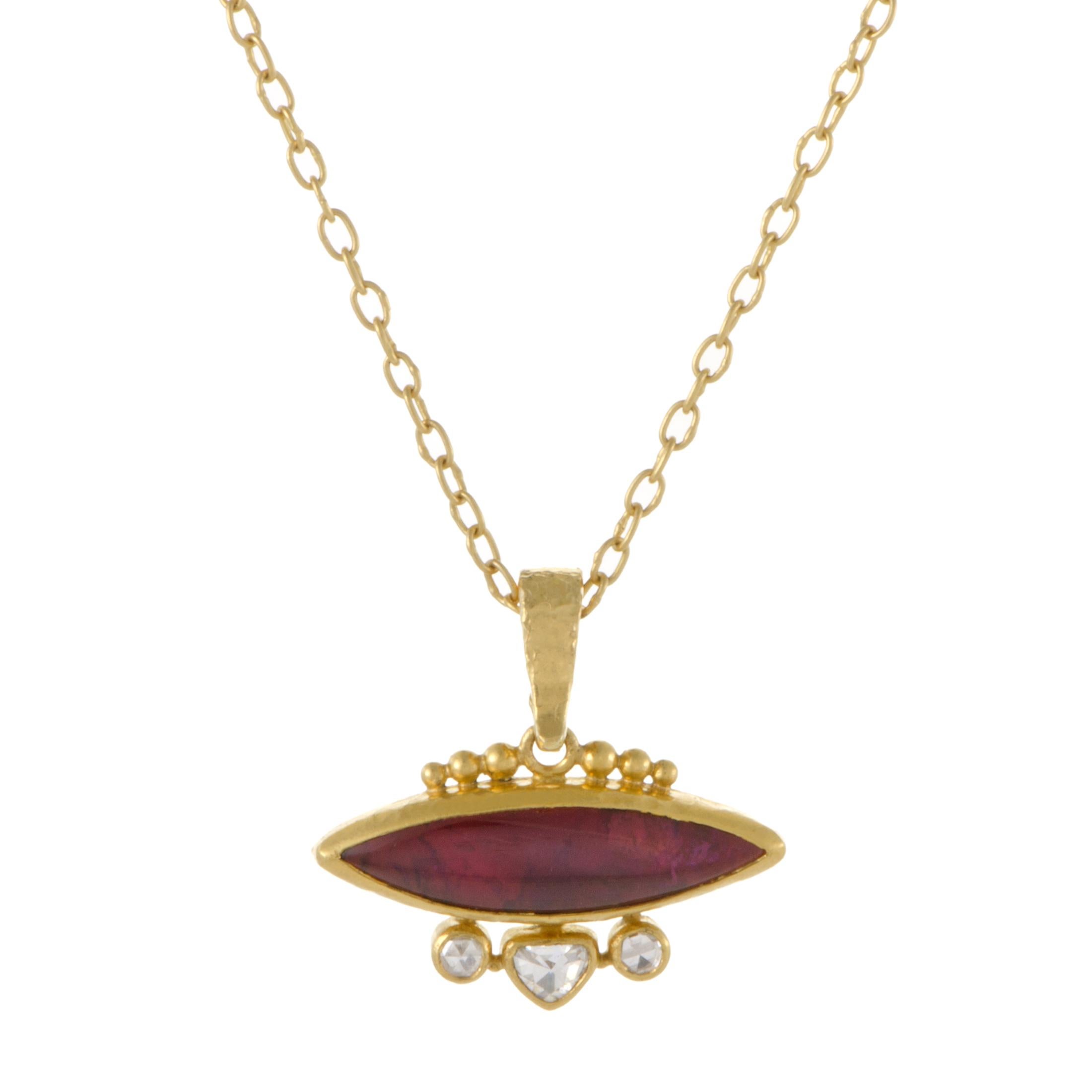 Women's Gurhan Amulet Womens 24K/22K Yellow Gold Diamond and Tourmaline Pendant Necklace