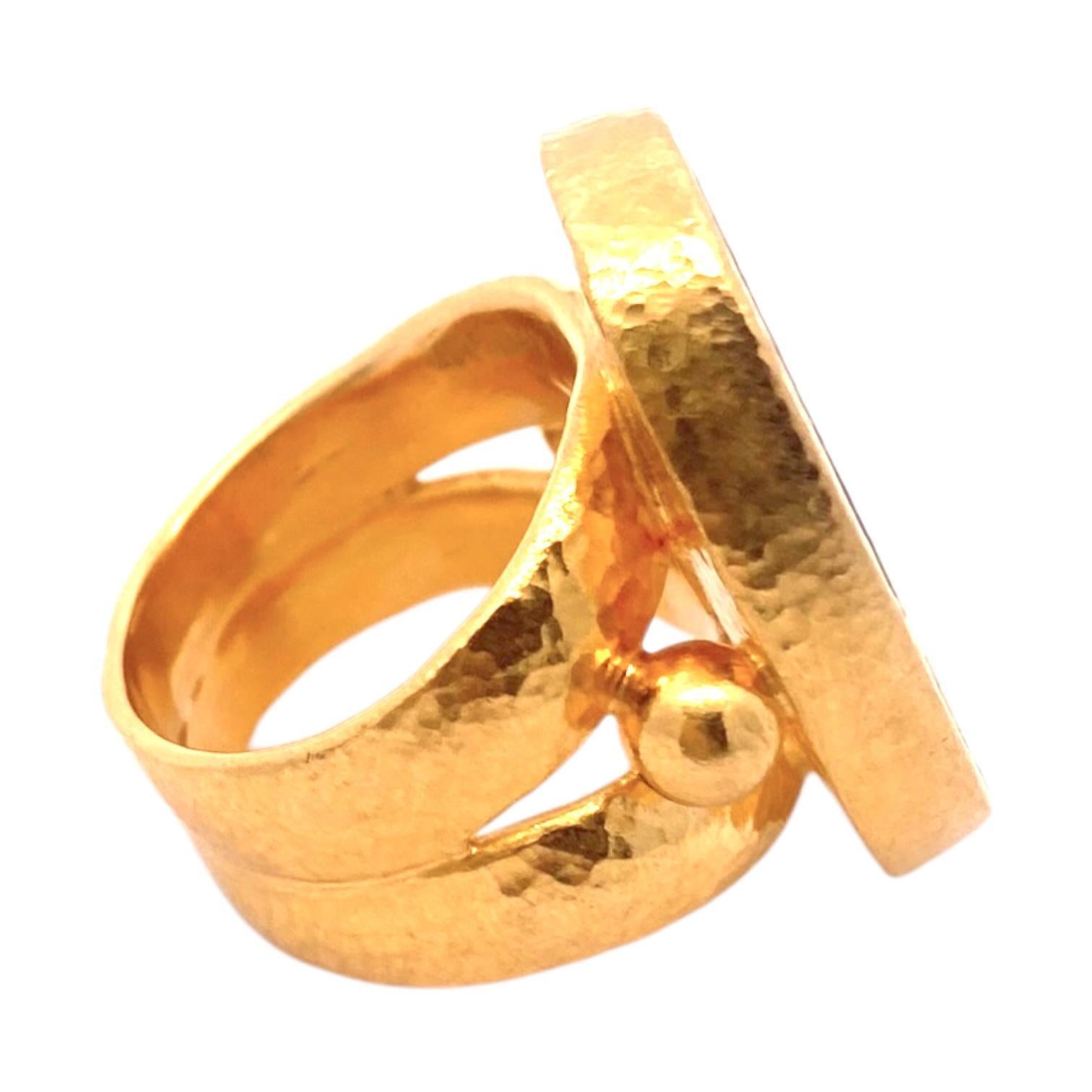 Byzantine GURHAN Antiquities 24K Gold Large Carnelian Intaglio Signet Ring