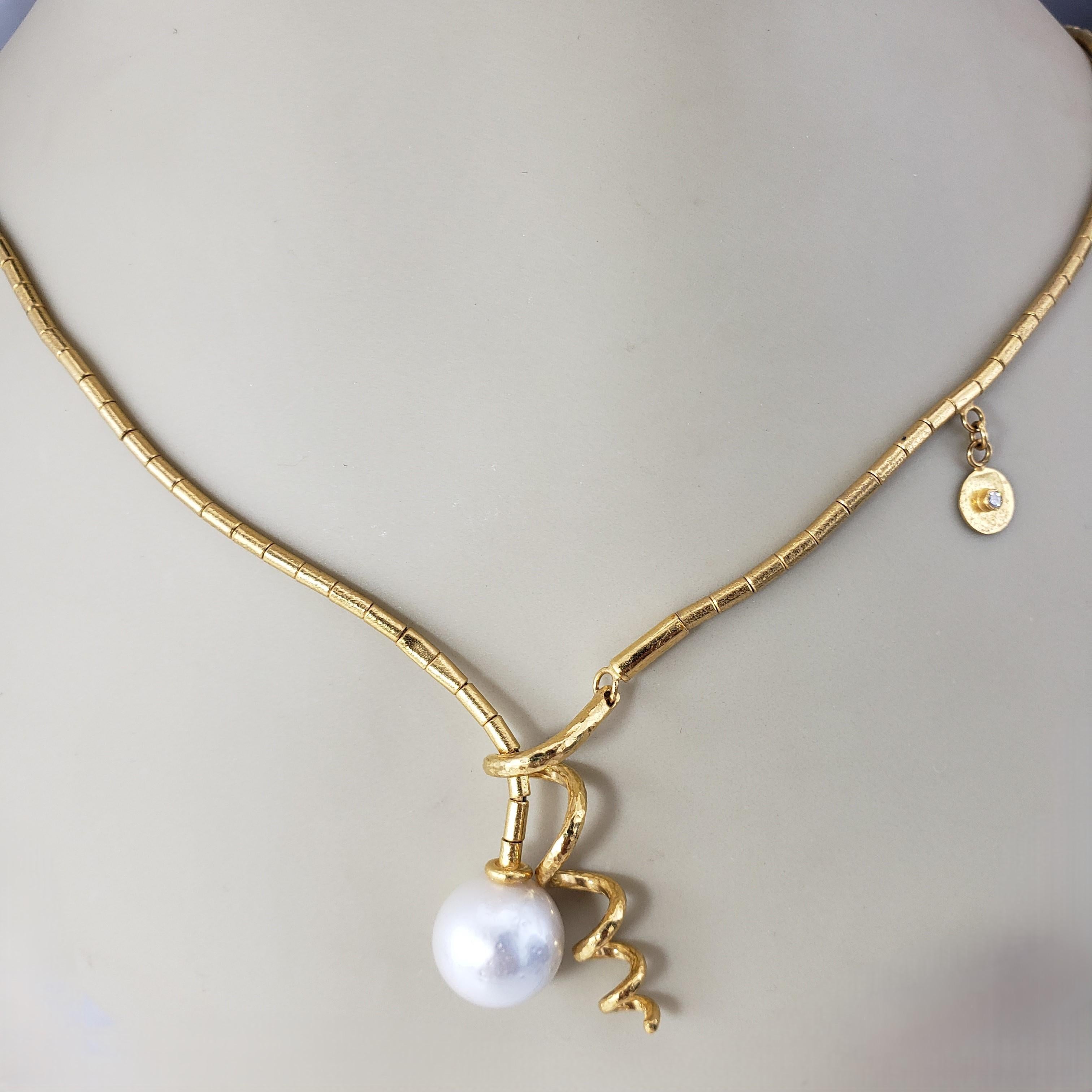 Gurhan Atelier 24 Karat Yellow Gold and Pearl Lariat Necklace #19075 For Sale 3