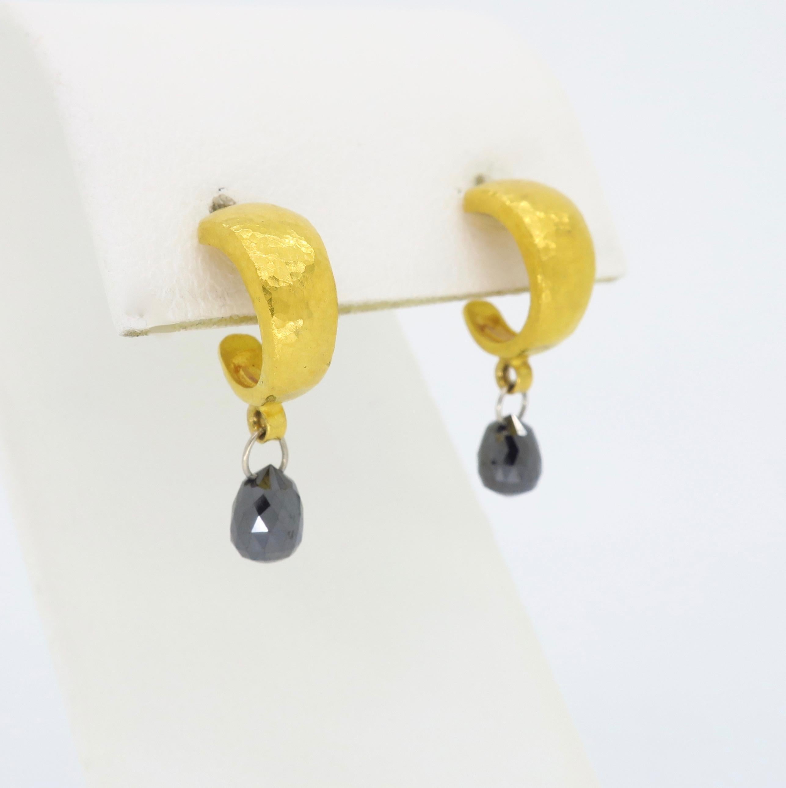 Gurhan  Black Diamond gold Drop Earrings 1