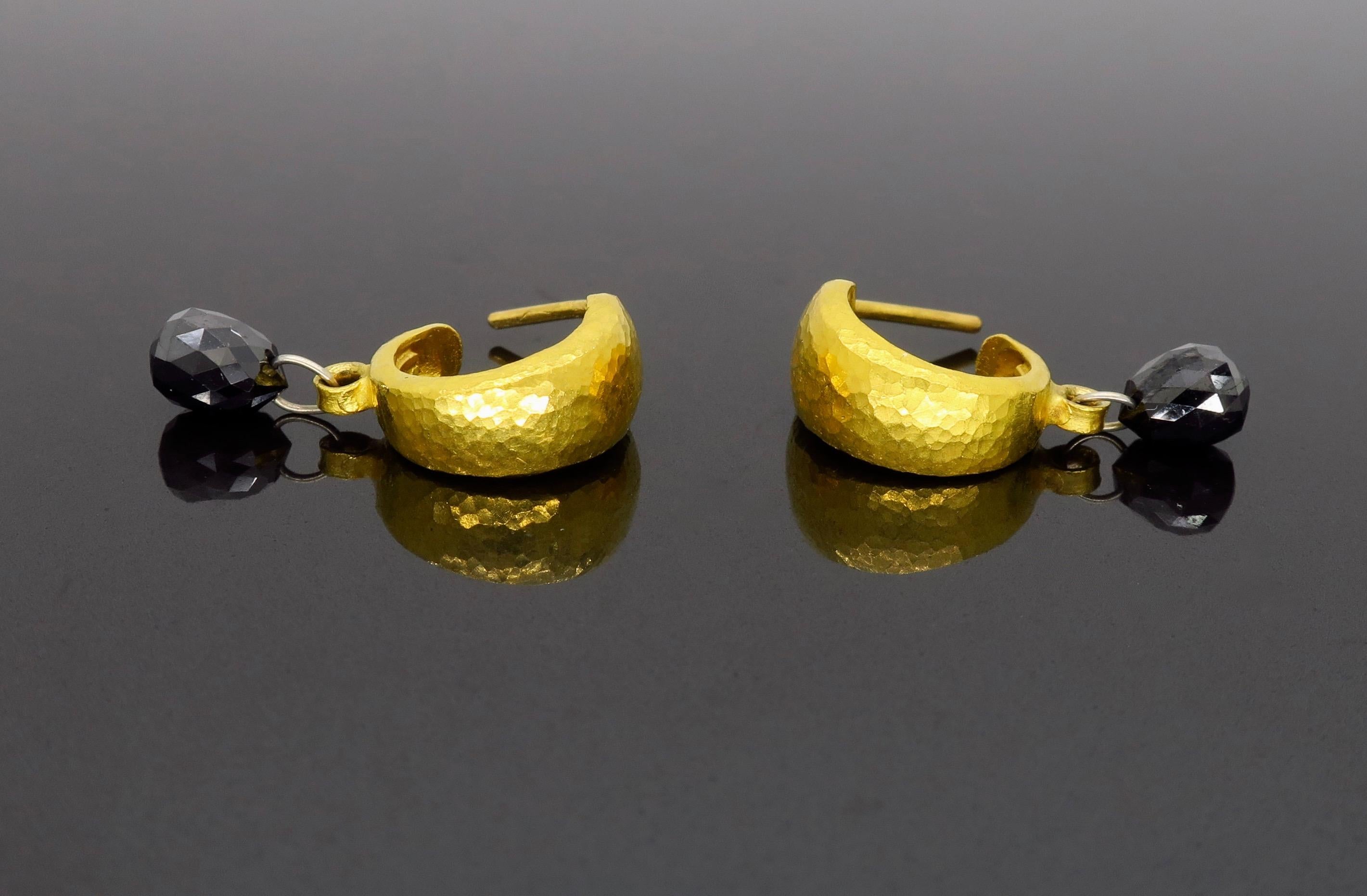 Gurhan  Black Diamond gold Drop Earrings 2