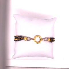 Gurhan Schwarzer Diamant Gelbgold Multistrang-Armband mit weißen Diamanten