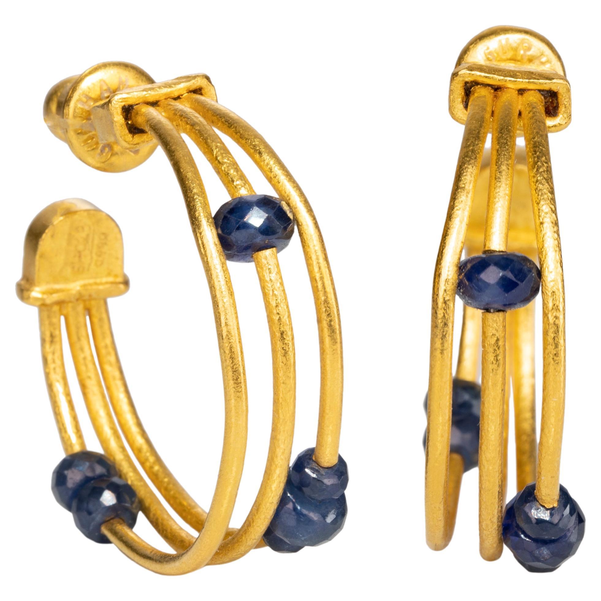 GURHAN Blue Saphire Hoop Earrings
