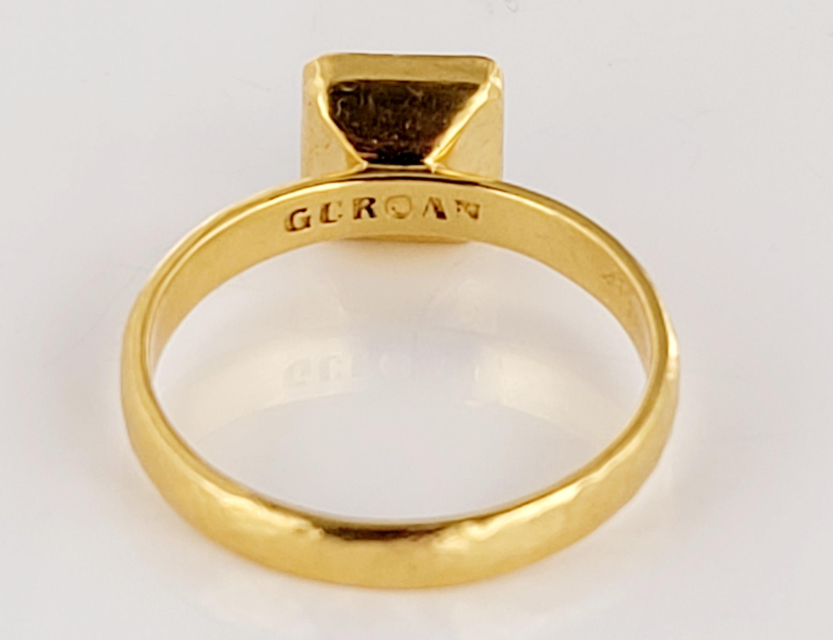 Princess Cut Gurhan Colombian Emerald Ring in 22K Yellow Gold Size 7 For Sale