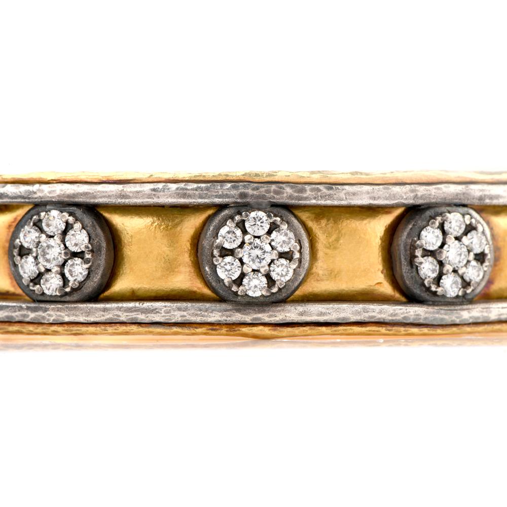 Round Cut Gurhan Diamond 24 Karat Silver Bangle Bracelet