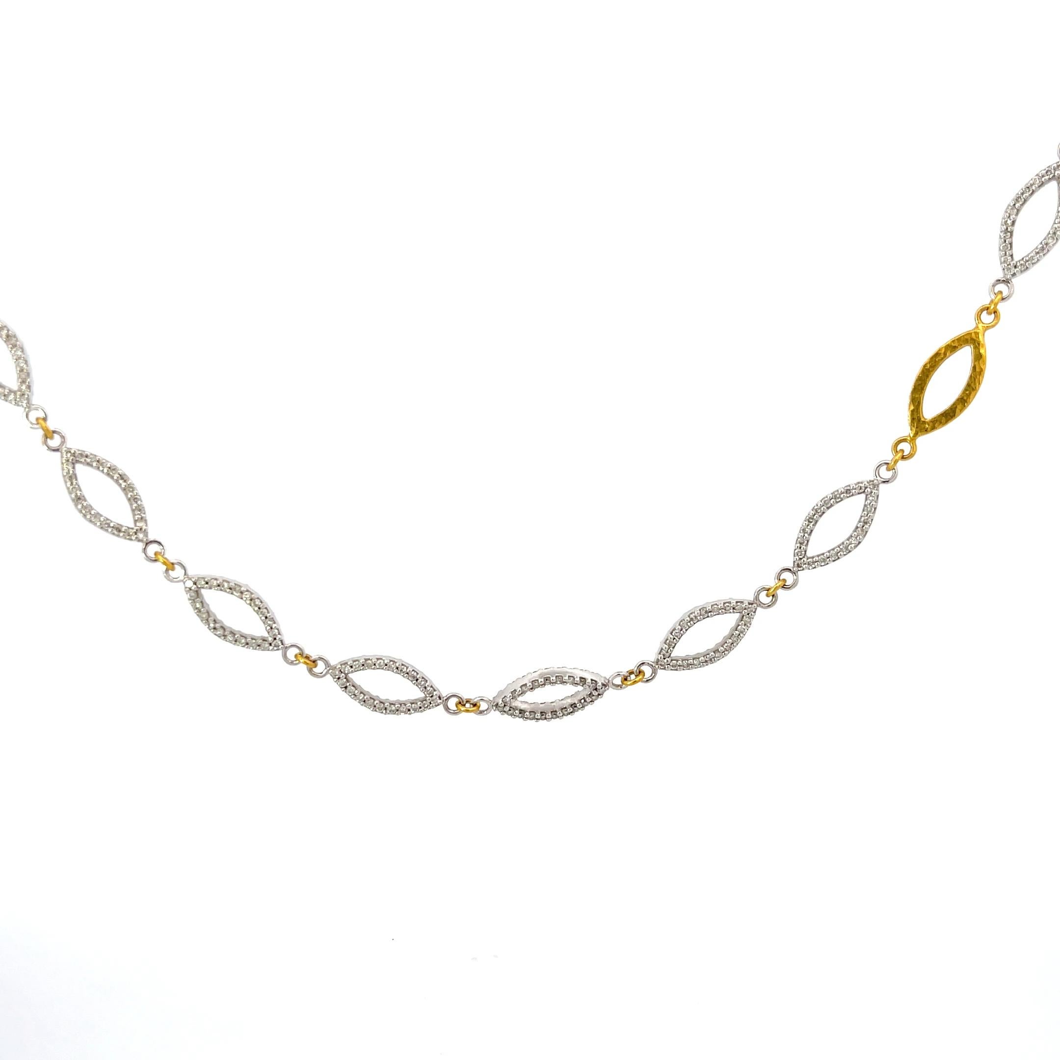 Taille ronde Collier de diamants Gurhan en or blanc et jaune 18K en vente