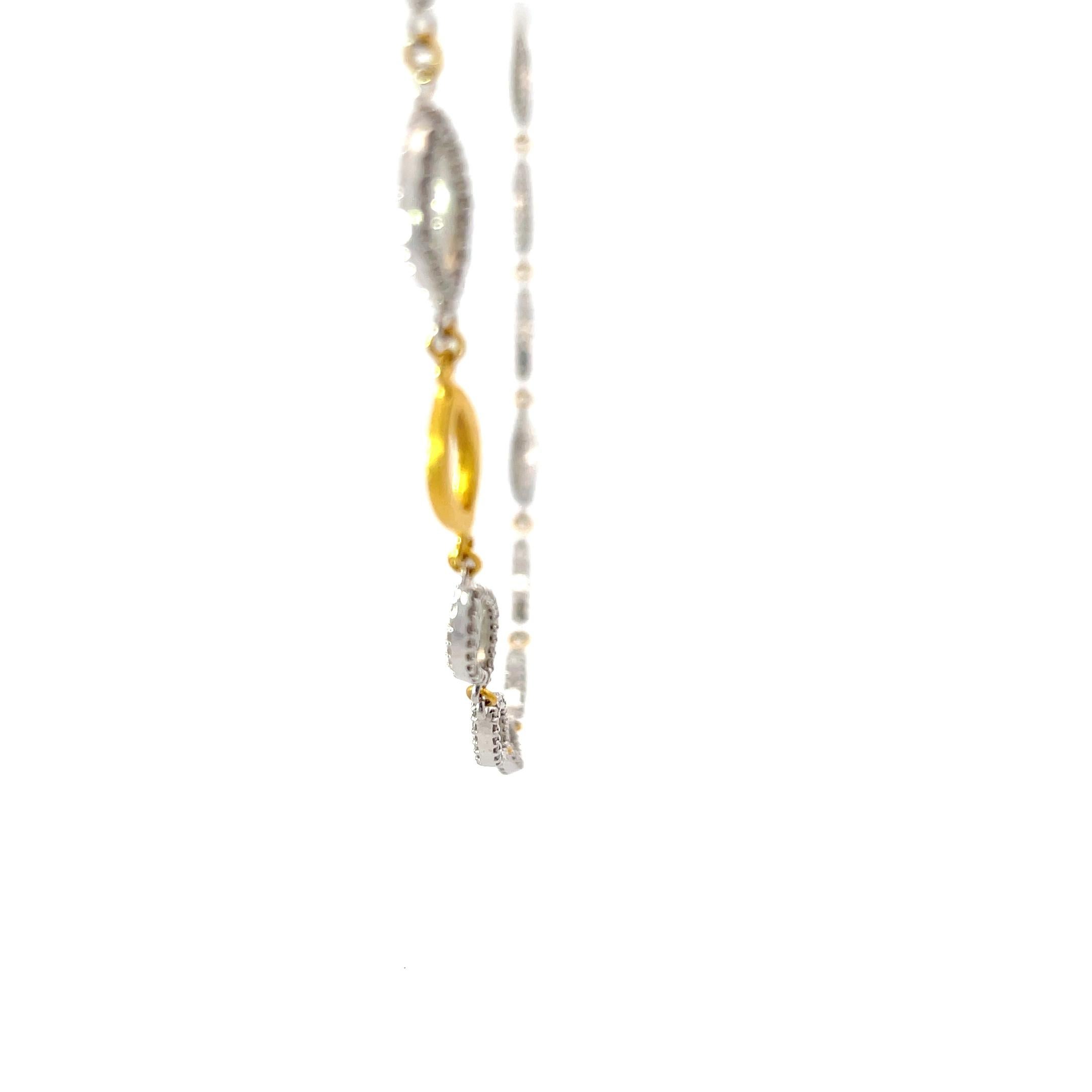 Collier de diamants Gurhan en or blanc et jaune 18K Excellent état - En vente à Dallas, TX