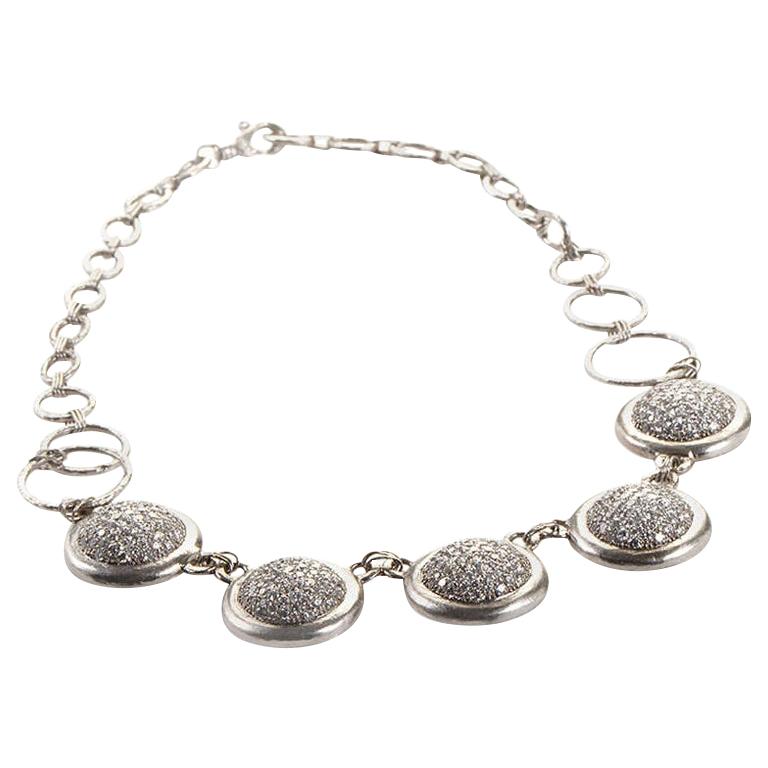 Gurhan Diamond Platinum Pave Discs Necklace For Sale