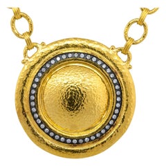 Gurhan Collier médaillon rond en or massif 24 carats avec diamants