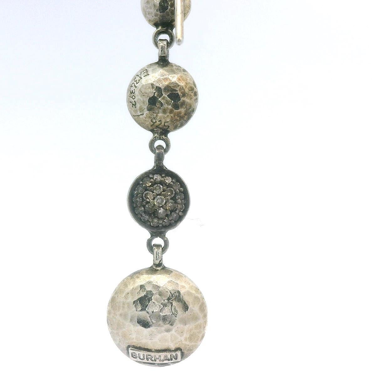Modern Gurhan Diamond, Silver and 24K Yellow Gold Long Lentil Pave Earrings For Sale