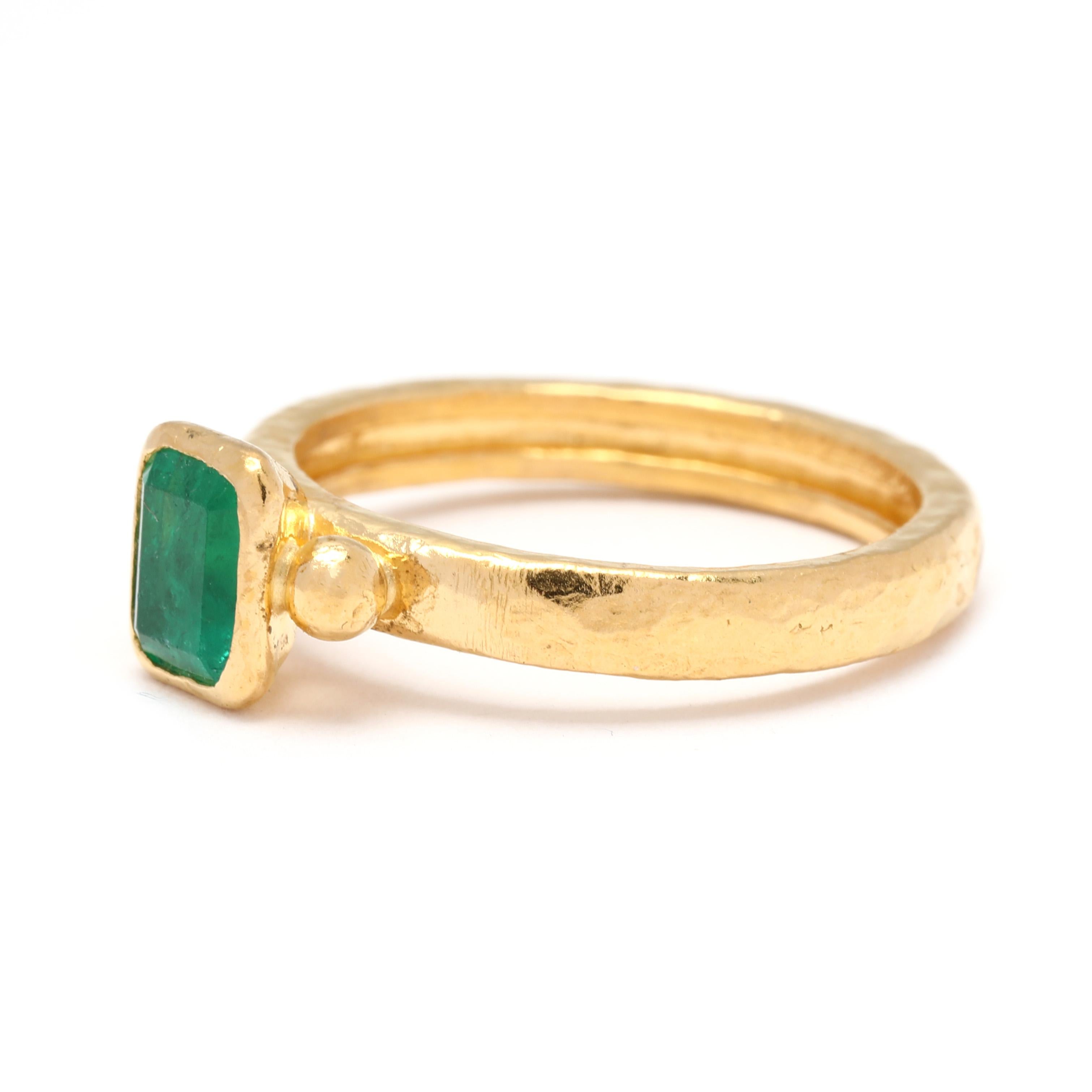 Gurhan Emerald Engagement Ring, 24K Yellow Gold, Ring Size 6.5, Dainty In Good Condition For Sale In McLeansville, NC