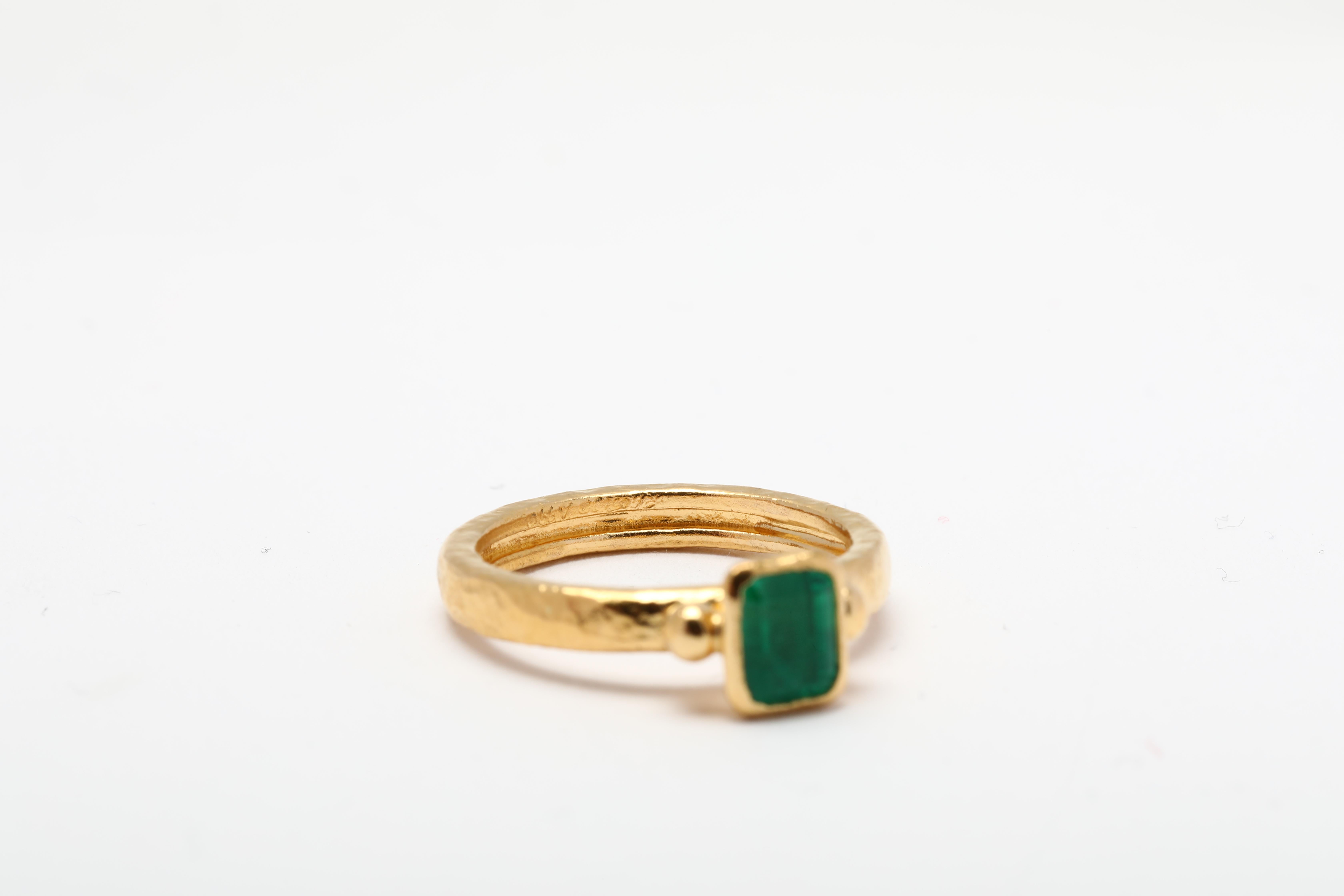 Women's or Men's Gurhan Emerald Engagement Ring, 24K Yellow Gold, Ring Size 6.5, Dainty For Sale