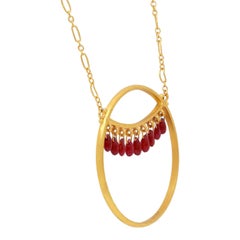 GURHAN Collar Cadena Colgante Facetado Gota de Pera Rubíes Redondo Oro Amarillo 24K