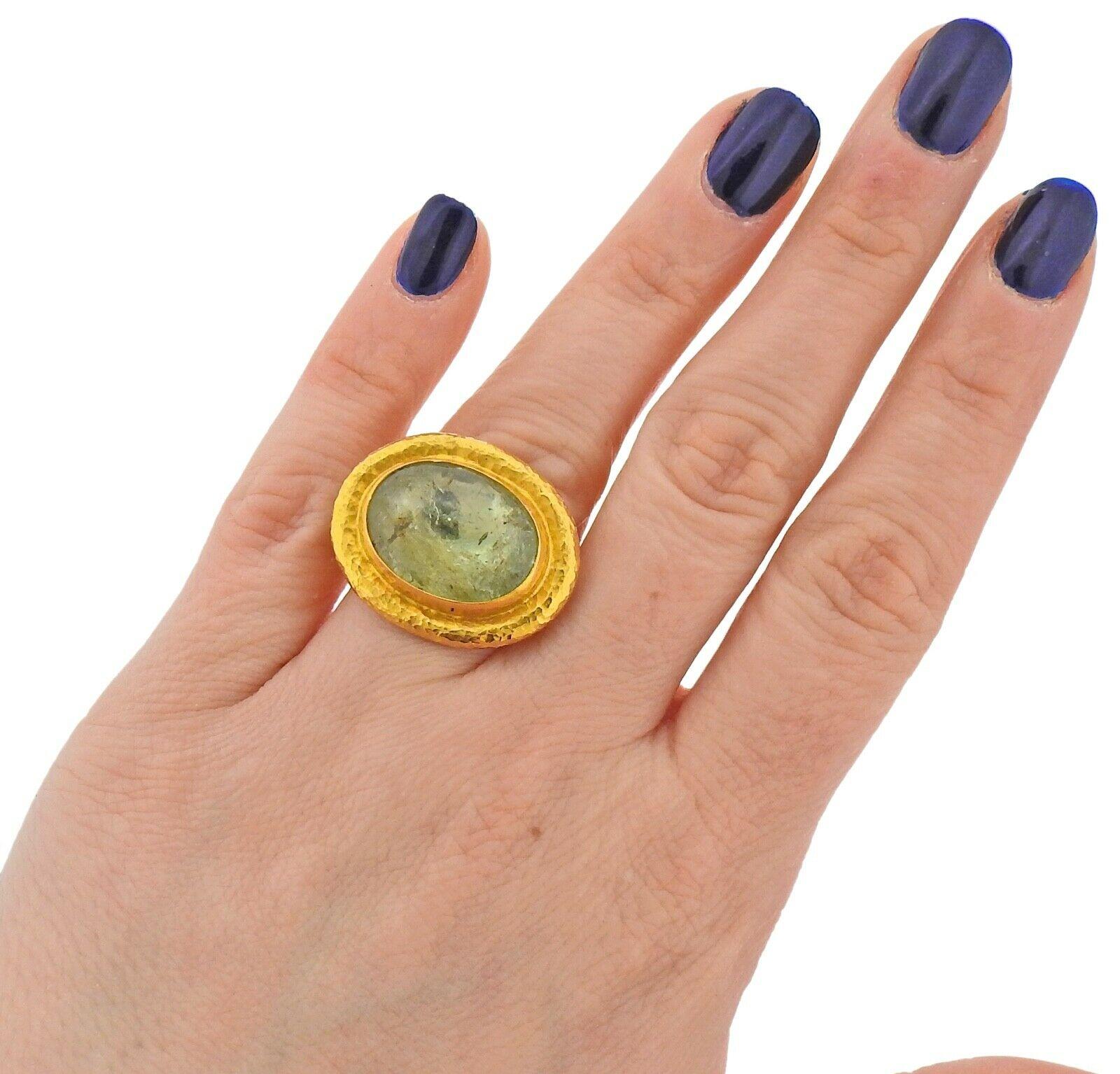 Gurhan Gold Green Beryl Ring In Excellent Condition In Lambertville, NJ