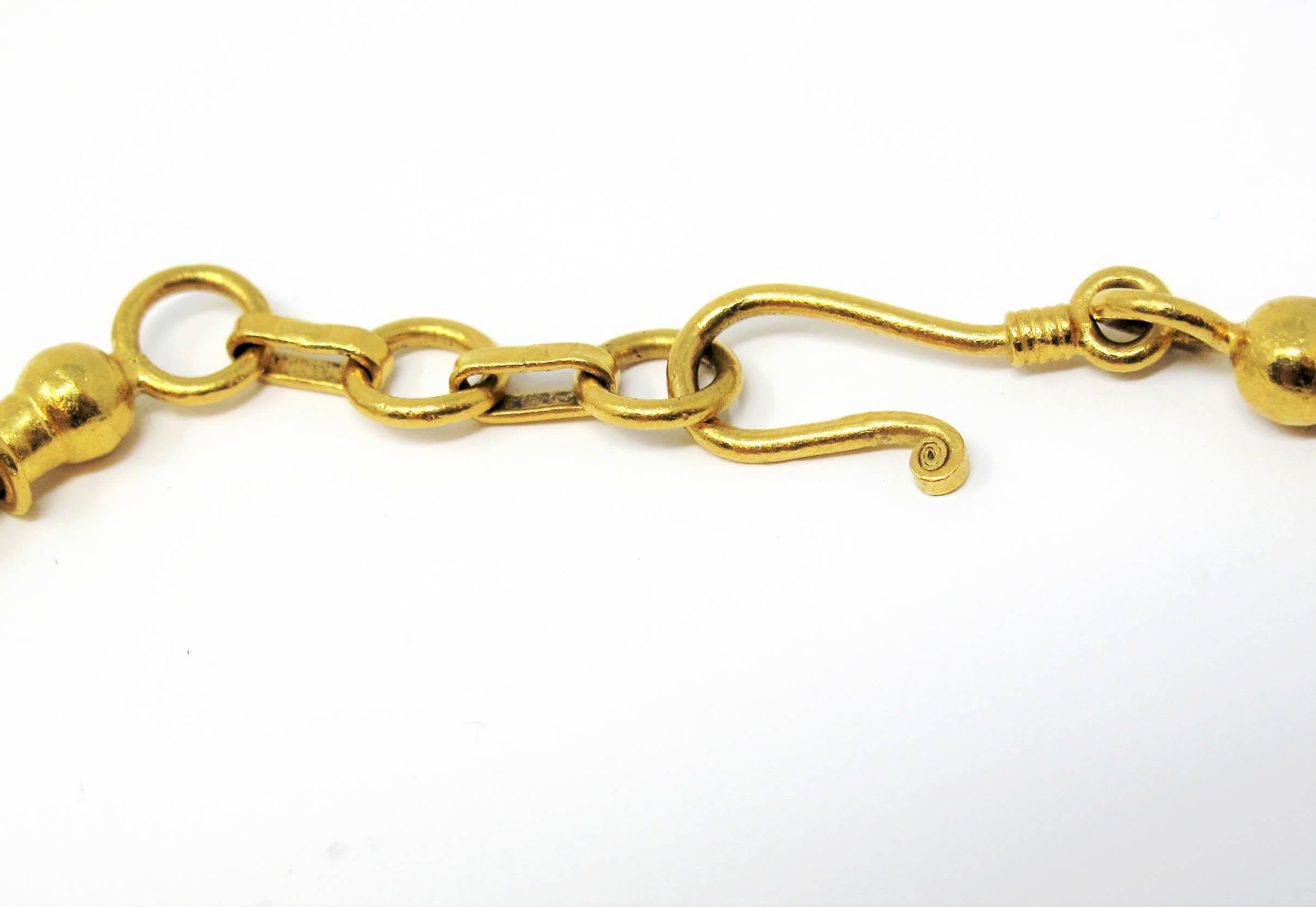 Gurhan Hammered 24 Karat Yellow Gold Seed Pearl Multi Strand Station Bracelet 3