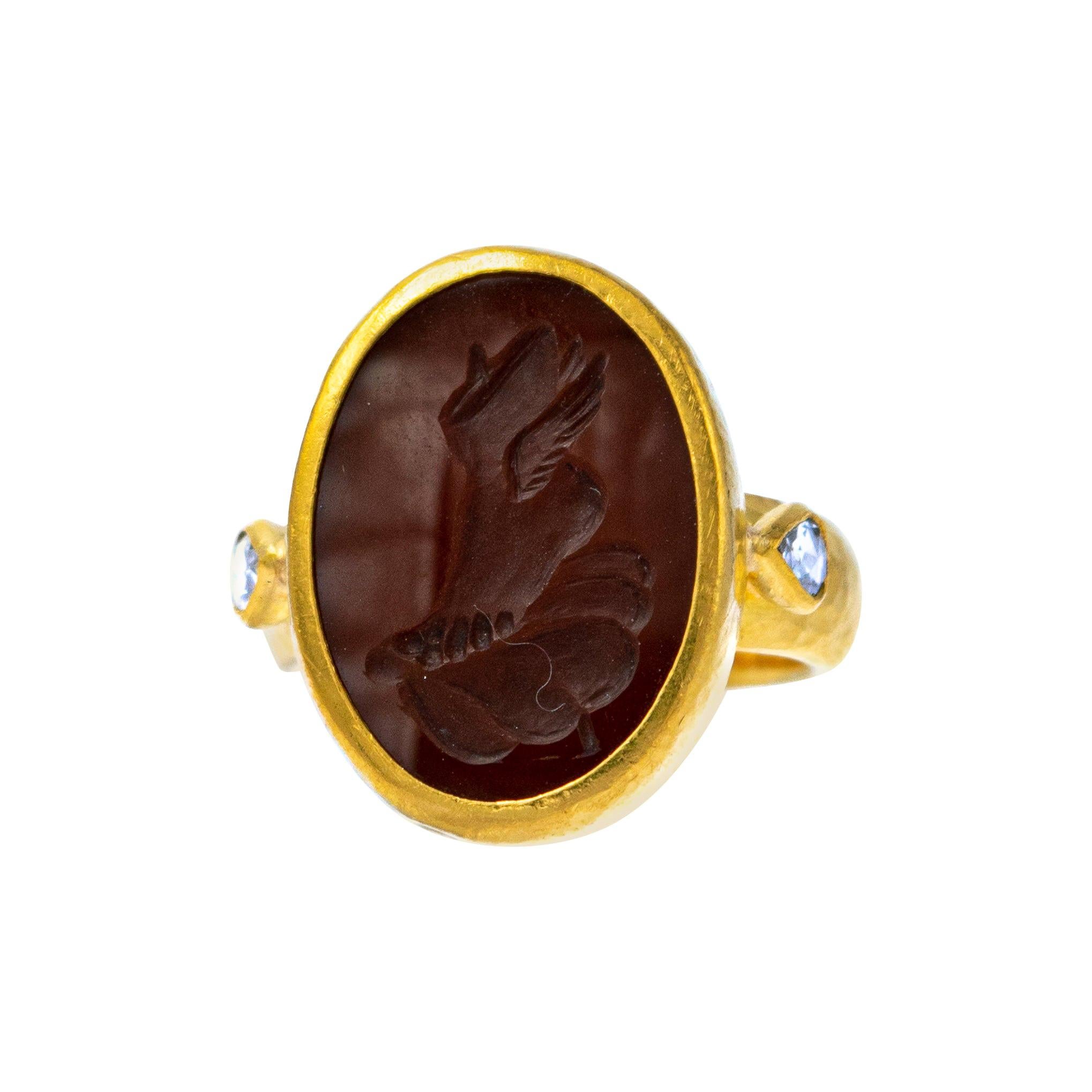 Gurhan Hermes Ring in 24 Karat Yellow Gold For Sale