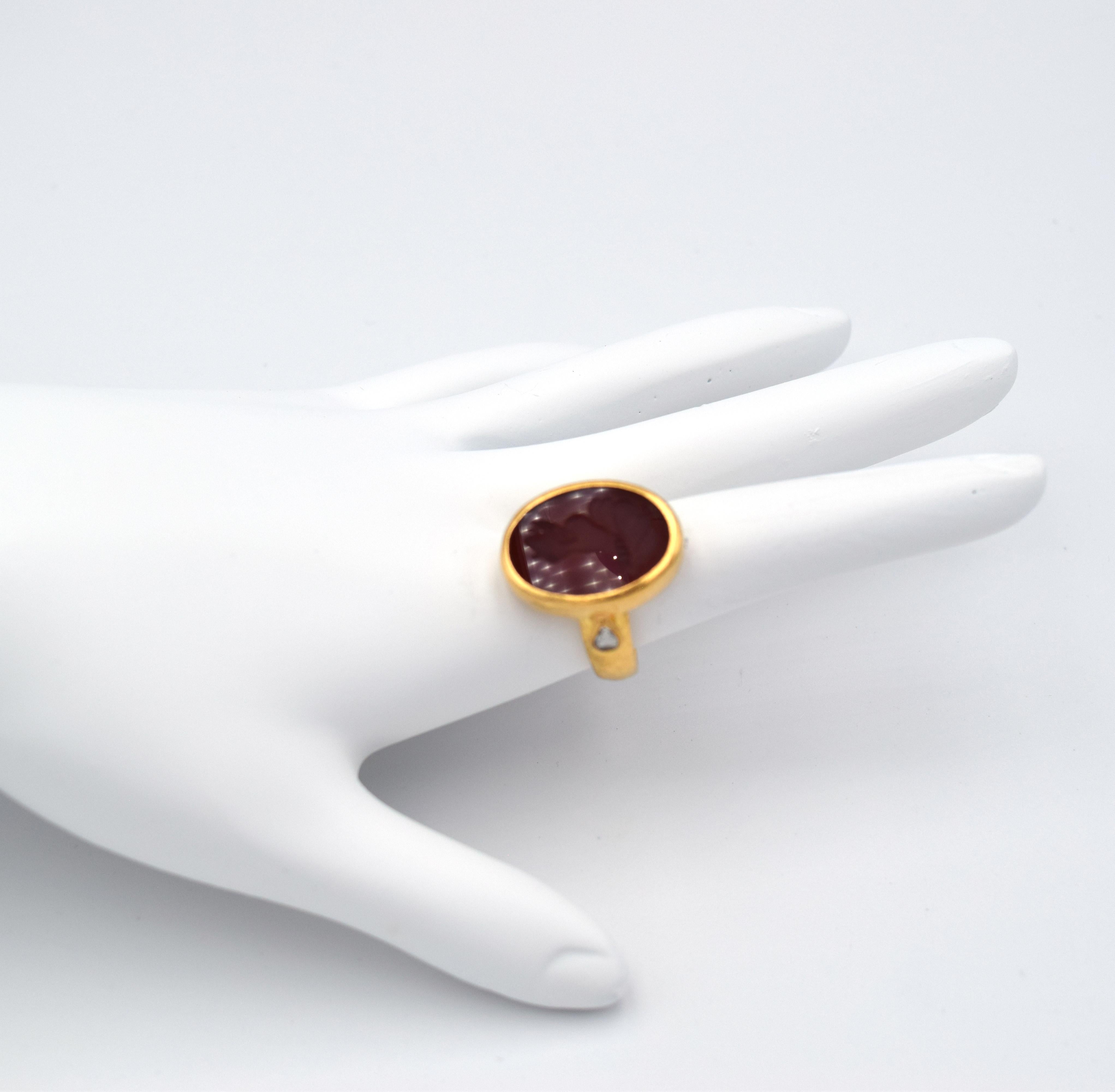 Women's Gurhan Hermes Ring in 24 Karat Yellow Gold For Sale