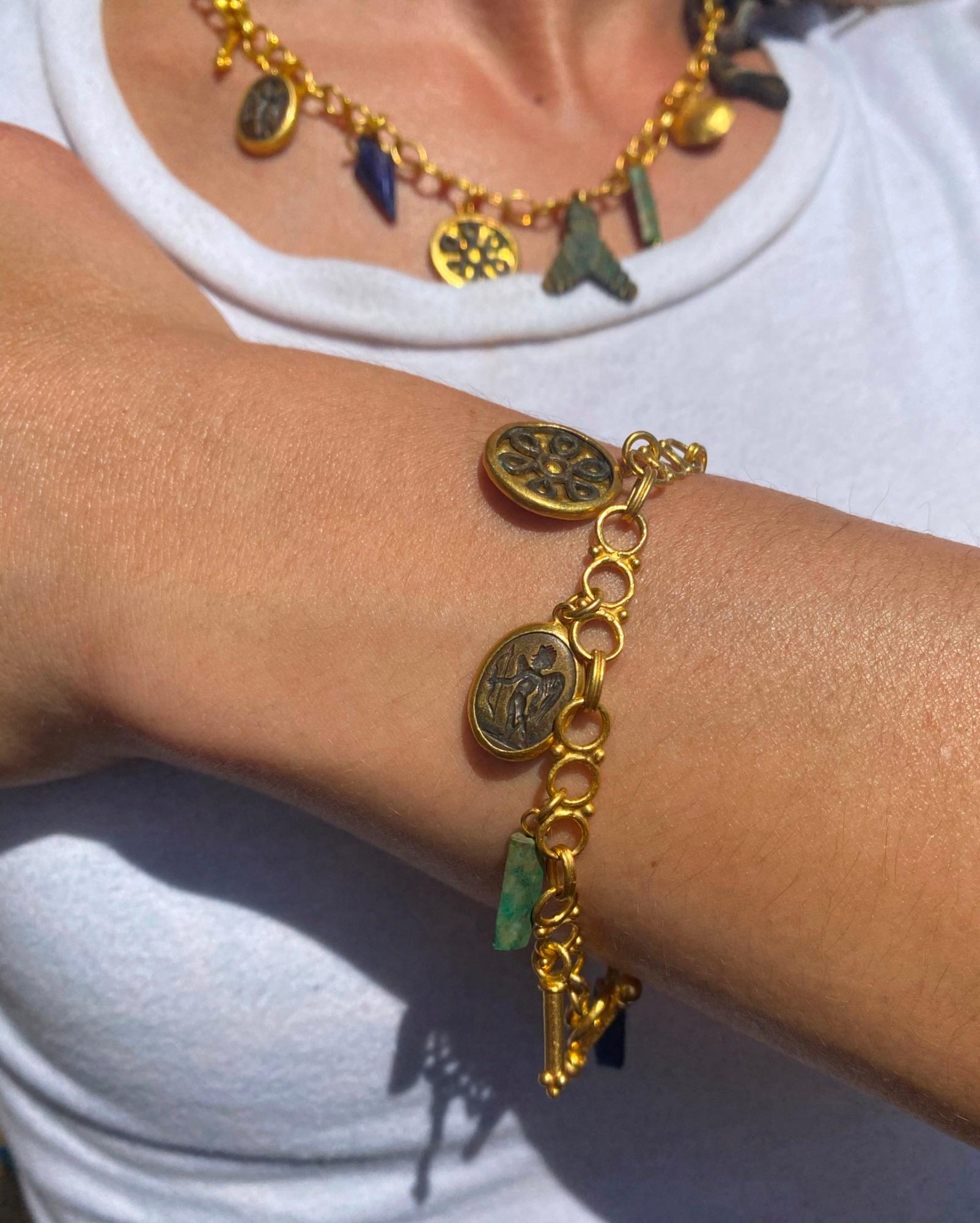Uncut Gurhan Hidden Treasures Phoenican One of Kind 24k Gold Necklace Bracelet Set For Sale