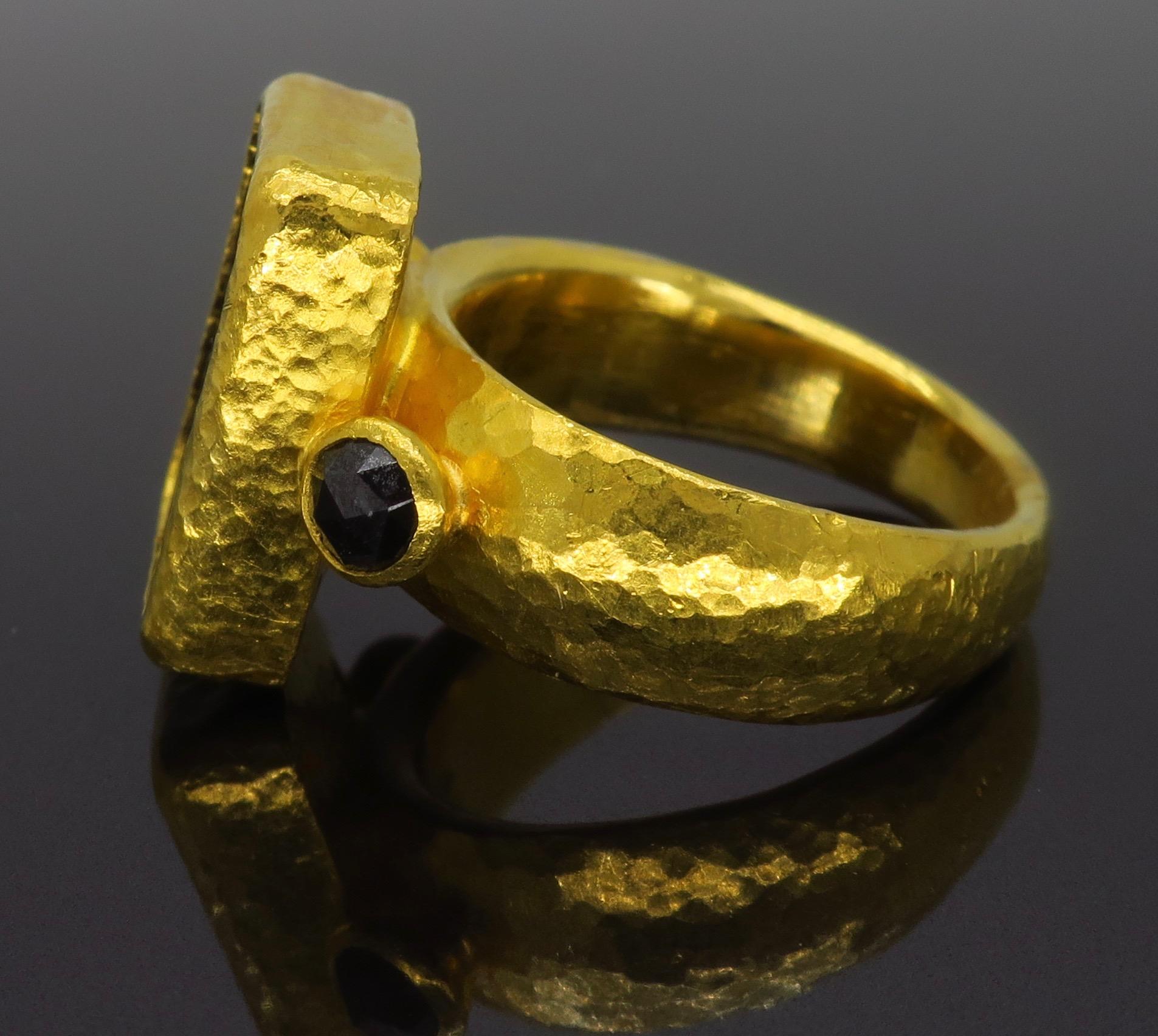 Anillo Gurhan de ónice tallado en calcografía y diamante negro en Nuevo estado para la venta en Webster, NY