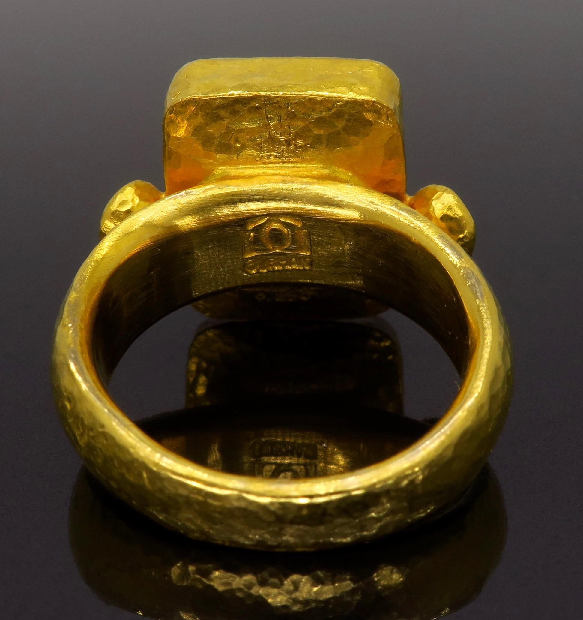 Rose Cut Gurhan Intaglio Carved Onyx & Black Diamond Ring  For Sale