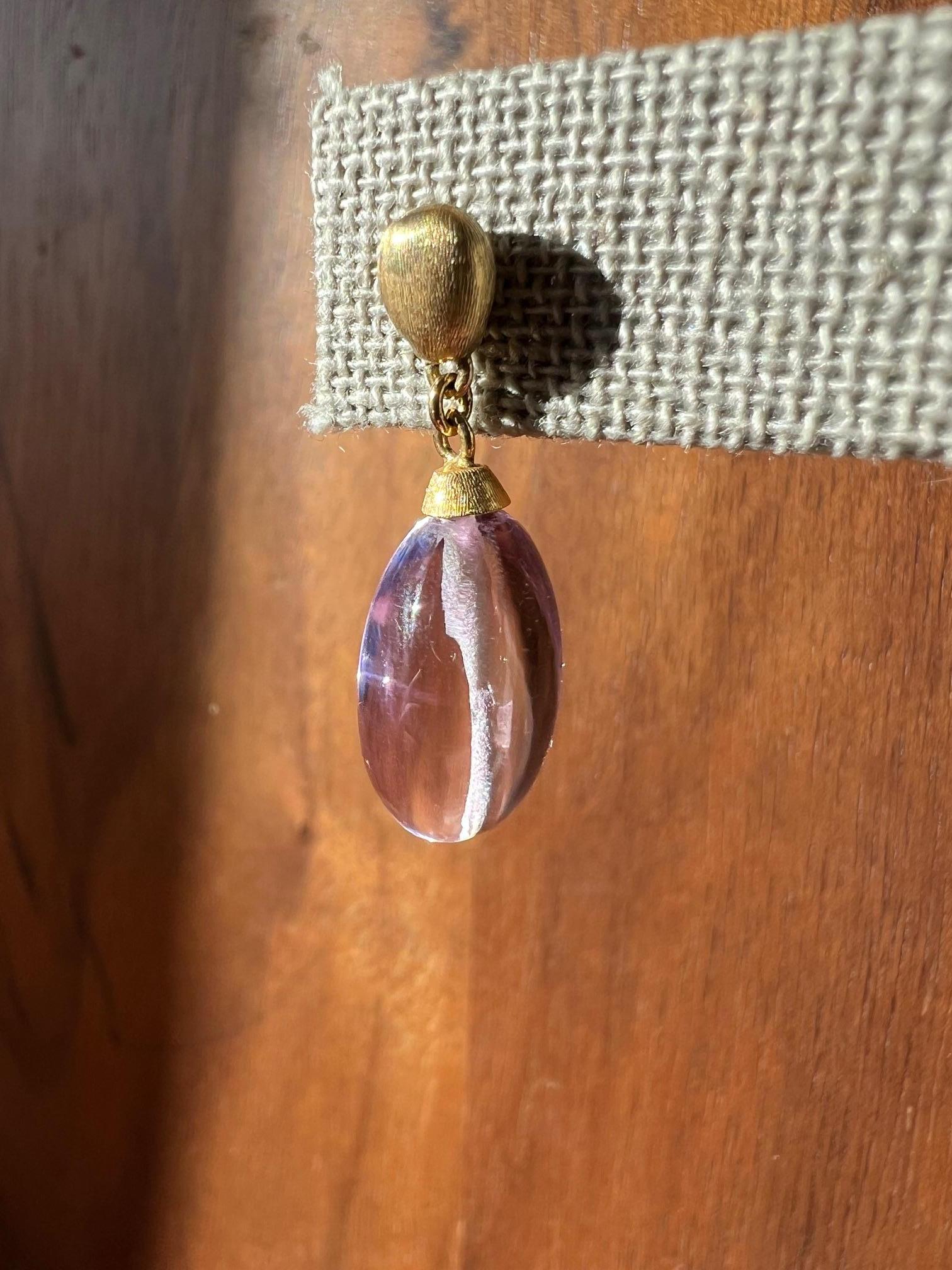 Beautiful light and bright purple Amethyst cabochon 18ky gold Marco Bicego Earrings.  

