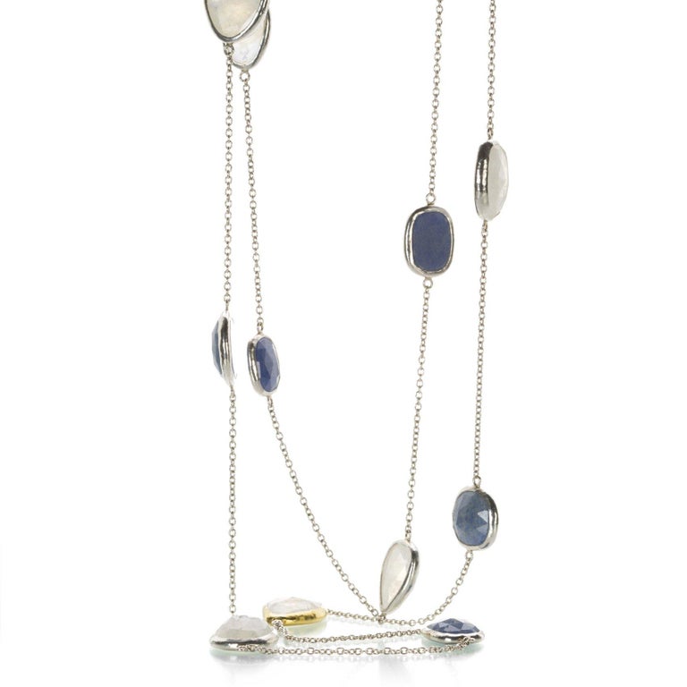 Gurhan Moonstone and Blue Quartz Station Necklace For Sale at 1stDibs