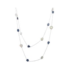 Gurhan Moonstone and Blue Quartz Station Necklace