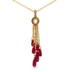 Gurhan Multi Strand Briolette Ruby Necklace 24K Gold