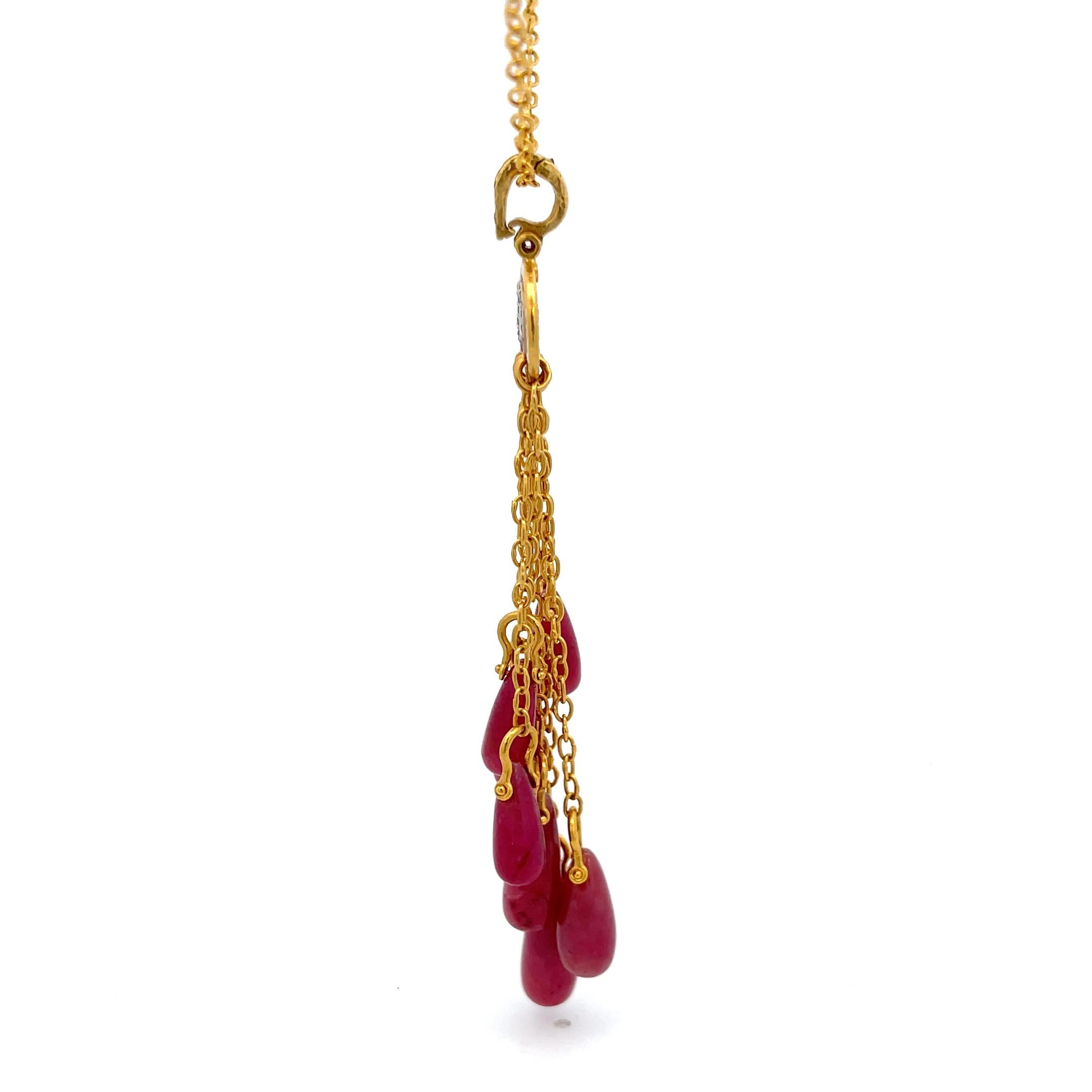 Gurhan Mehrstrangige Briolette-Rubin-Halskette 24K Gold im Zustand „Hervorragend“ im Angebot in Dallas, TX
