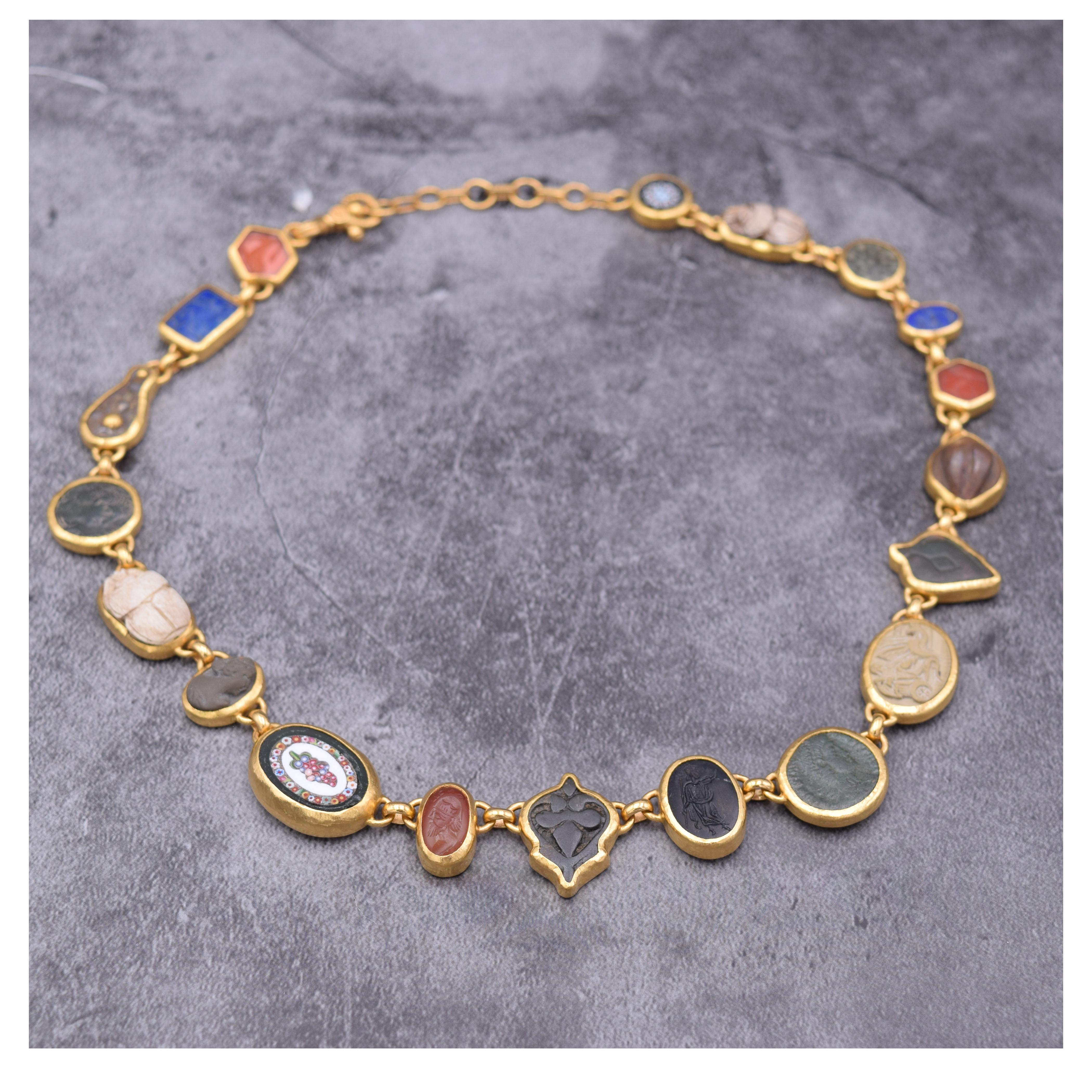 Women's or Men's Gurhan One of a Kind Antiquities Necklace in 24 Karat Yellow Gold For Sale