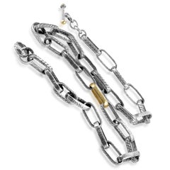 Gurhan Ottoman Silver and 24 Karat Yellow Gold Link Toggle Necklace